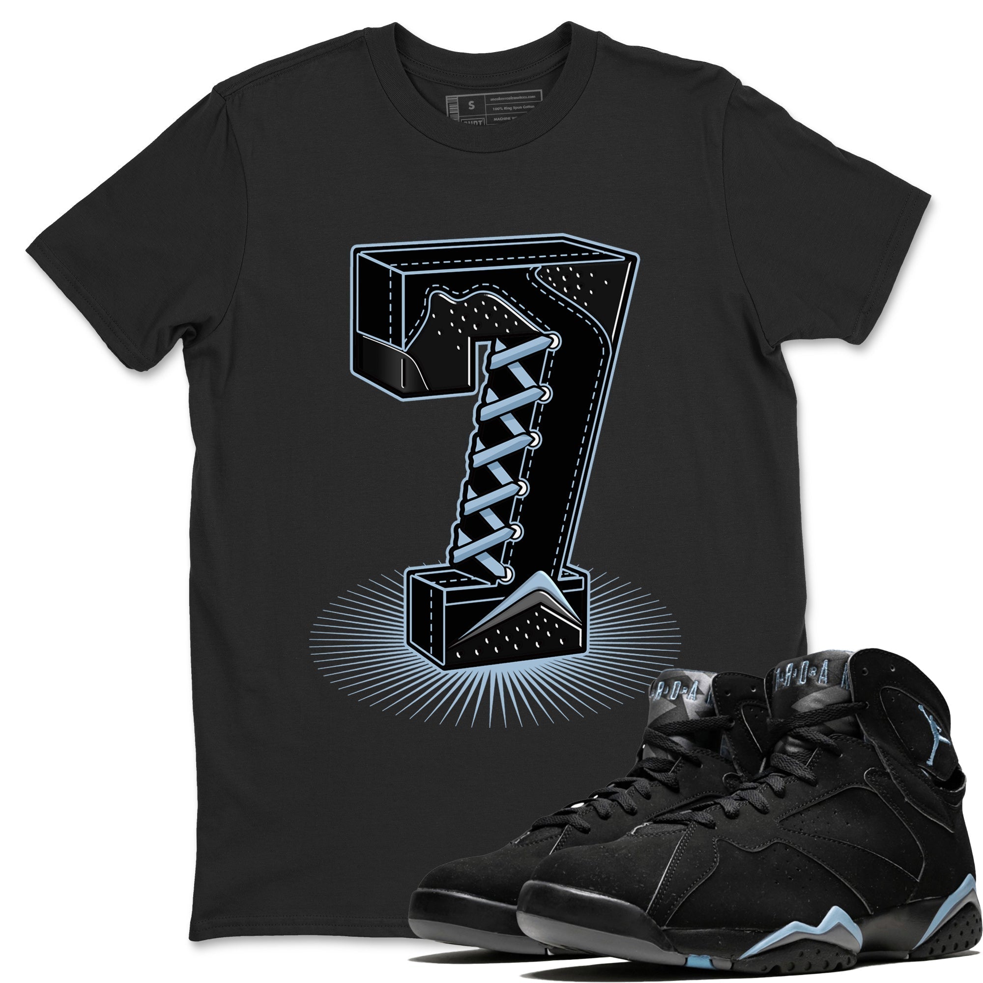 Air Jordan 7 Chambray Sneaker Match Tees Number Statue Streetwear Sneaker Shirt Jordan 7 Chambray Sneaker Release Tees Unisex Shirts Black 1