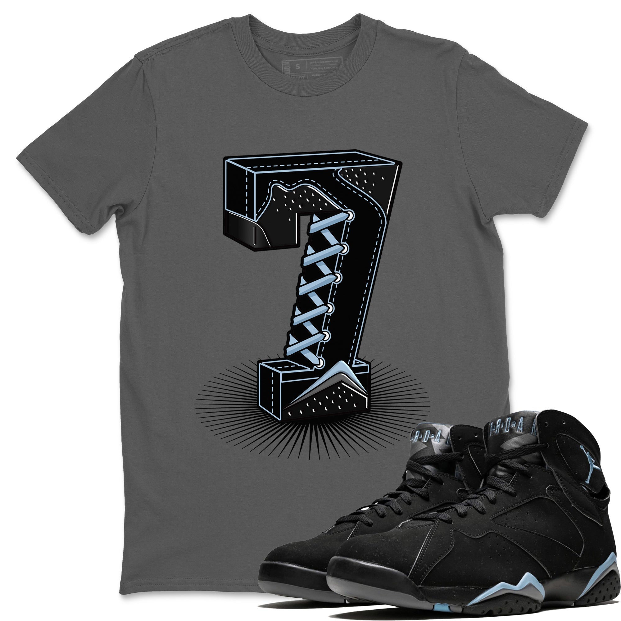 Air Jordan 7 Chambray Sneaker Match Tees Number Statue Streetwear Sneaker Shirt Jordan 7 Chambray Sneaker Release Tees Unisex Shirts Cool Grey 1
