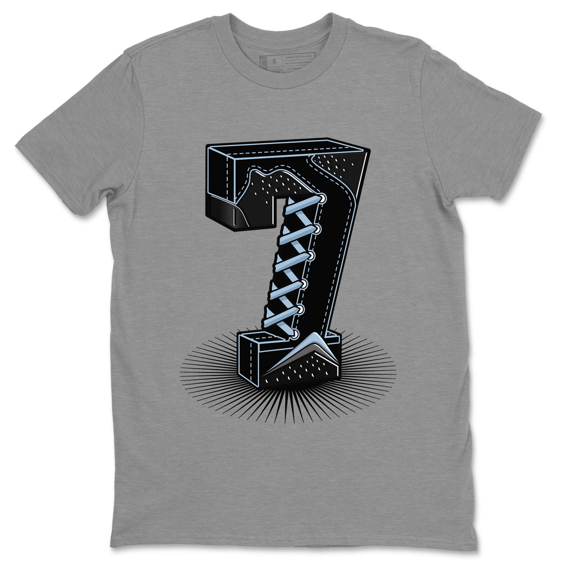 Air Jordan 7 Chambray Sneaker Match Tees Number Statue Streetwear Sneaker Shirt Jordan 7 Chambray Sneaker Release Tees Unisex Shirts Heather Grey 2