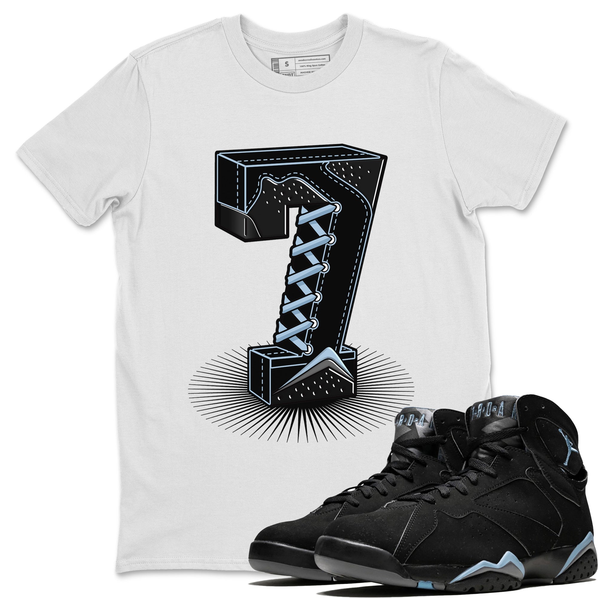 Air Jordan 7 Chambray Sneaker Match Tees Number Statue Streetwear Sneaker Shirt Jordan 7 Chambray Sneaker Release Tees Unisex Shirts White 1