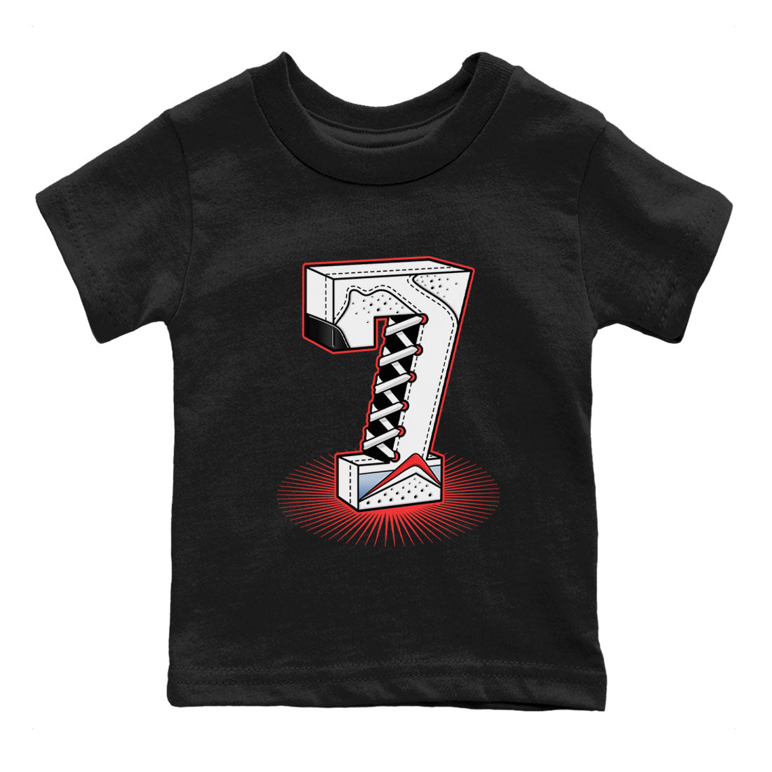 Air Jordan 7 White Infrared Sneaker Match Tees Number Statue Streetwear Sneaker Shirt 7s White Infrared Drip Gear Zone Sneaker Matching Clothing Kids Shirts Black 2