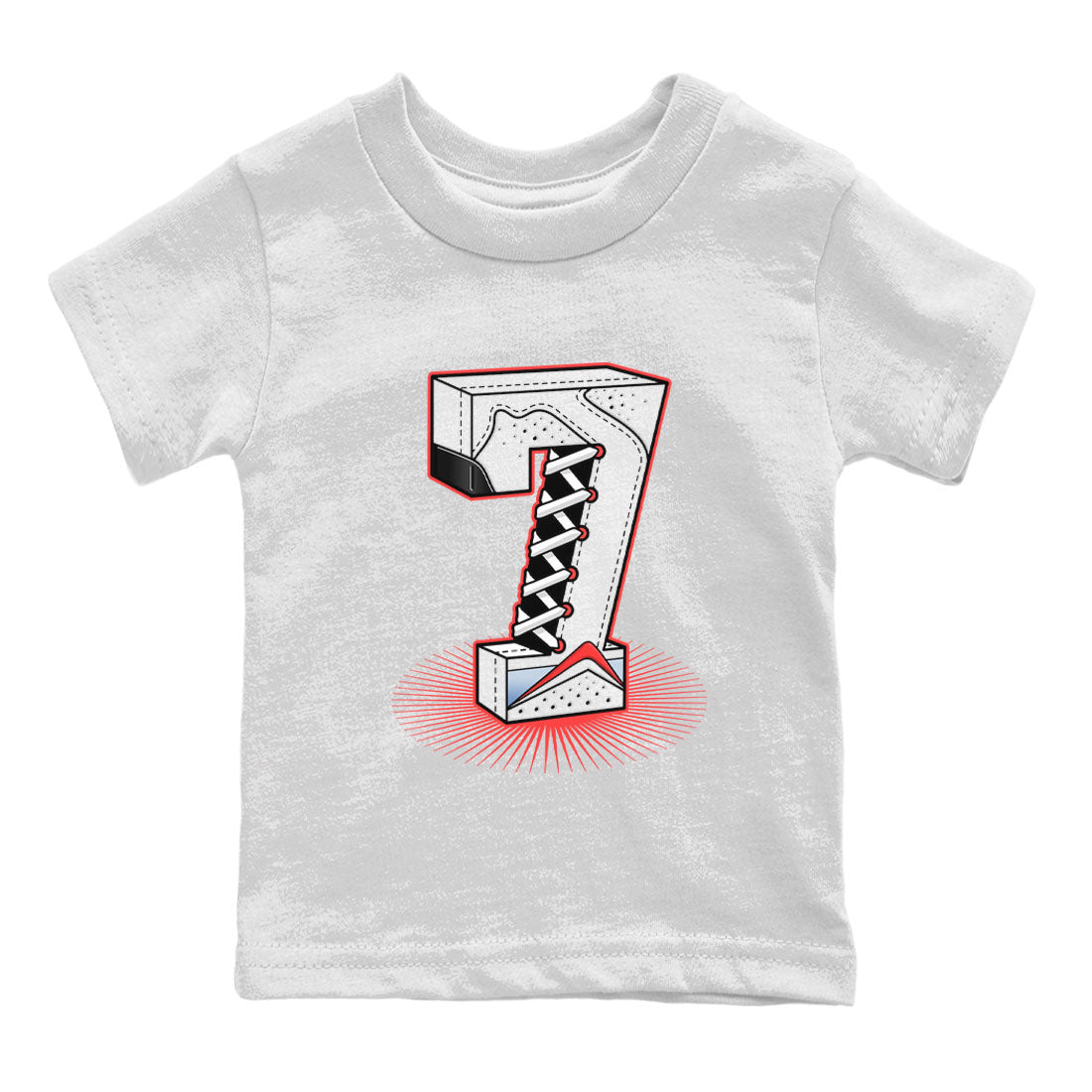 Air Jordan 7 White Infrared Sneaker Match Tees Number Statue Streetwear Sneaker Shirt 7s White Infrared Drip Gear Zone Sneaker Matching Clothing Kids Shirts White 2