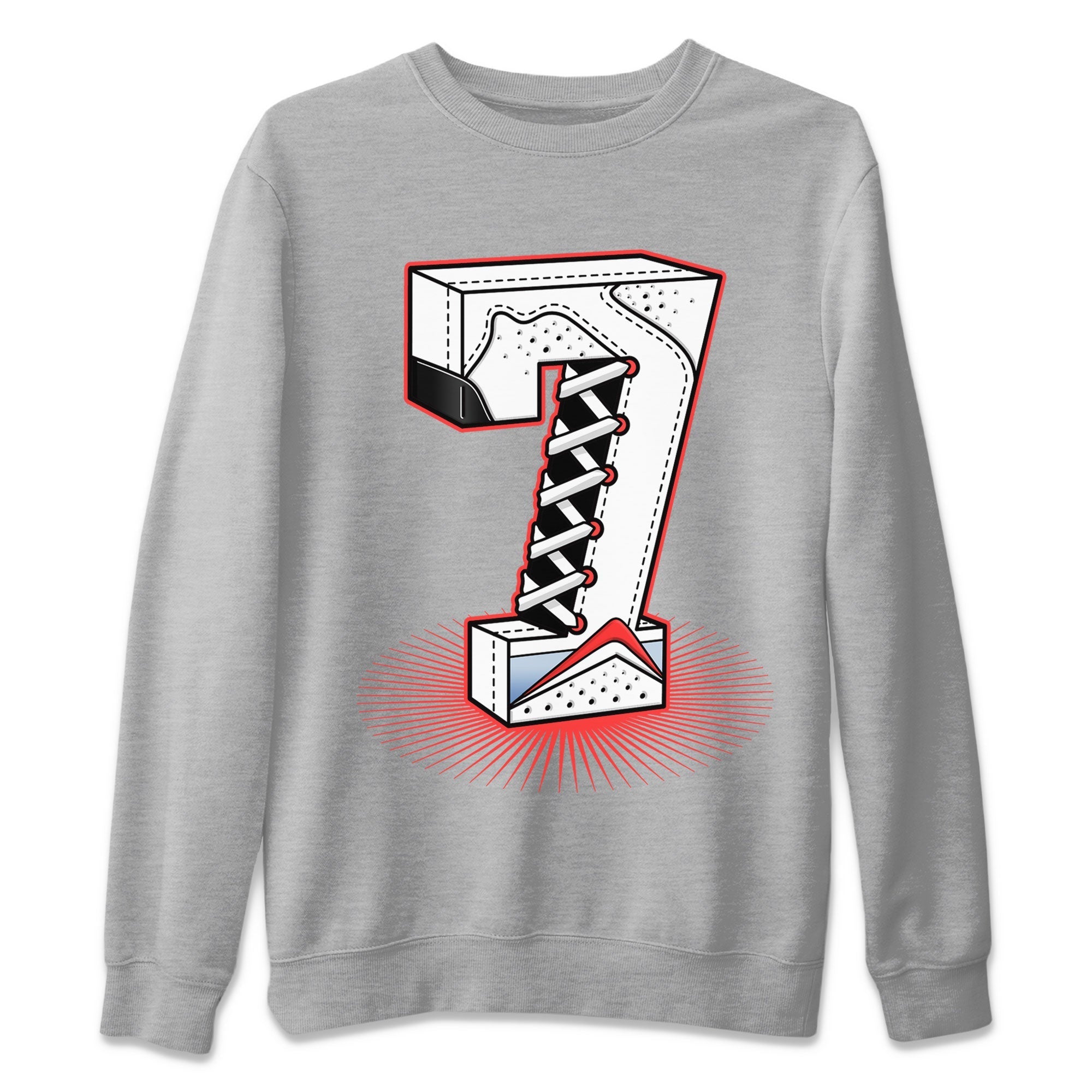 Air Jordan 7 White Infrared Sneaker Match Tees Number Statue Streetwear Sneaker Shirt 7s White Infrared Drip Gear Zone Sneaker Matching Clothing Unisex Shirts Heather Grey 2