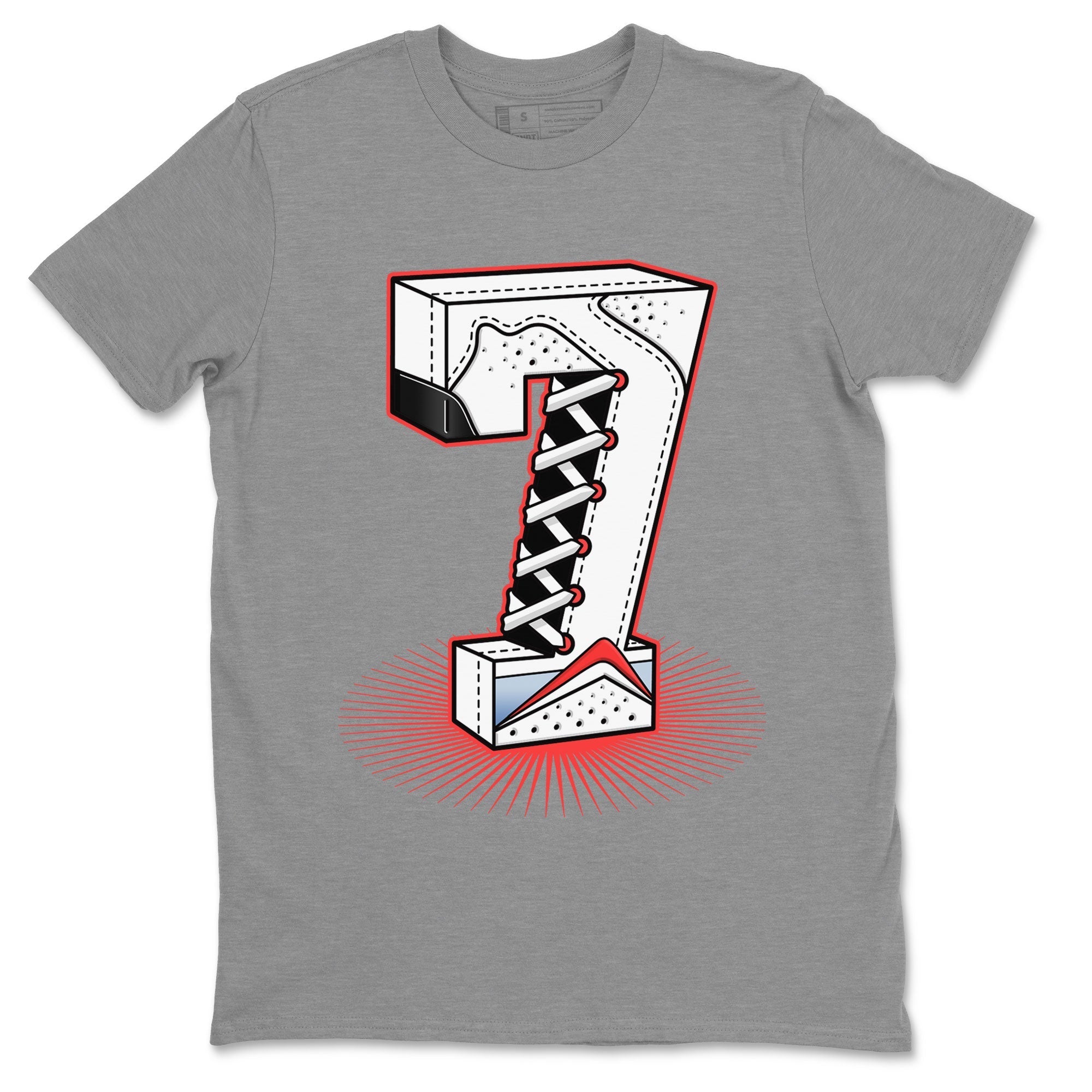Air Jordan 7 White Infrared Sneaker Match Tees Number Statue Streetwear Sneaker Shirt 7s White Infrared Drip Gear Zone Sneaker Matching Clothing Unisex Shirts Heather Grey 2