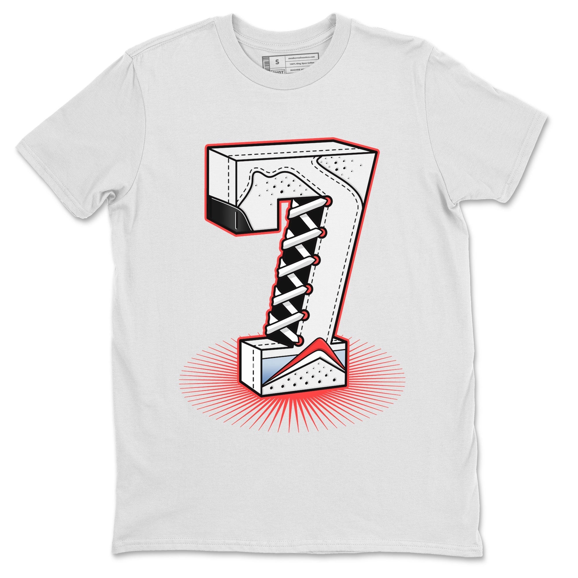 Air Jordan 7 White Infrared Sneaker Match Tees Number Statue Streetwear Sneaker Shirt 7s White Infrared Drip Gear Zone Sneaker Matching Clothing Unisex Shirts White 2