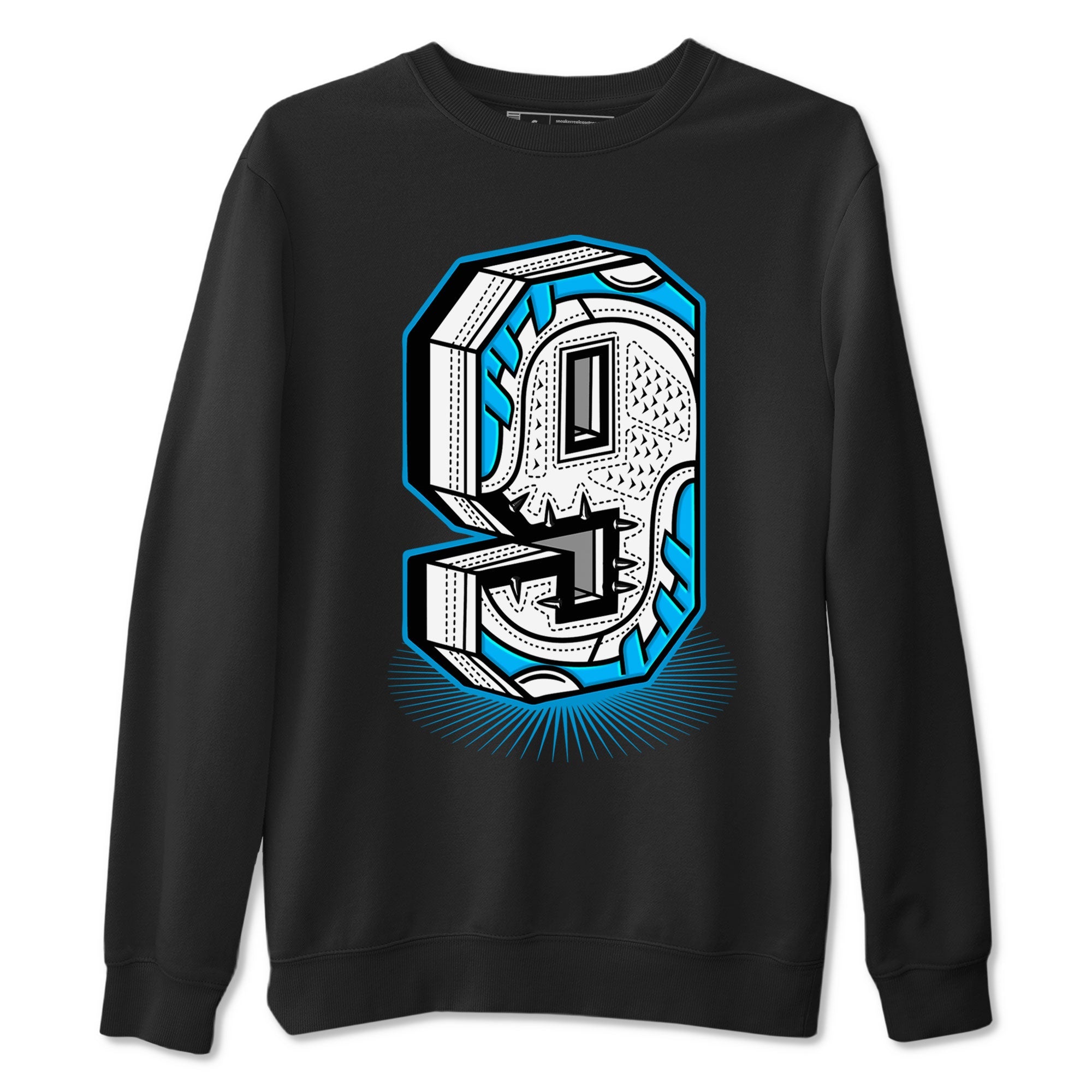 AJ9 Powder Blue shirt to match jordans Number Statue sneaker tees Air Jordan 9 Powder Blue Drip Gear Zone unisex cotton Black 2 crew neck shirt