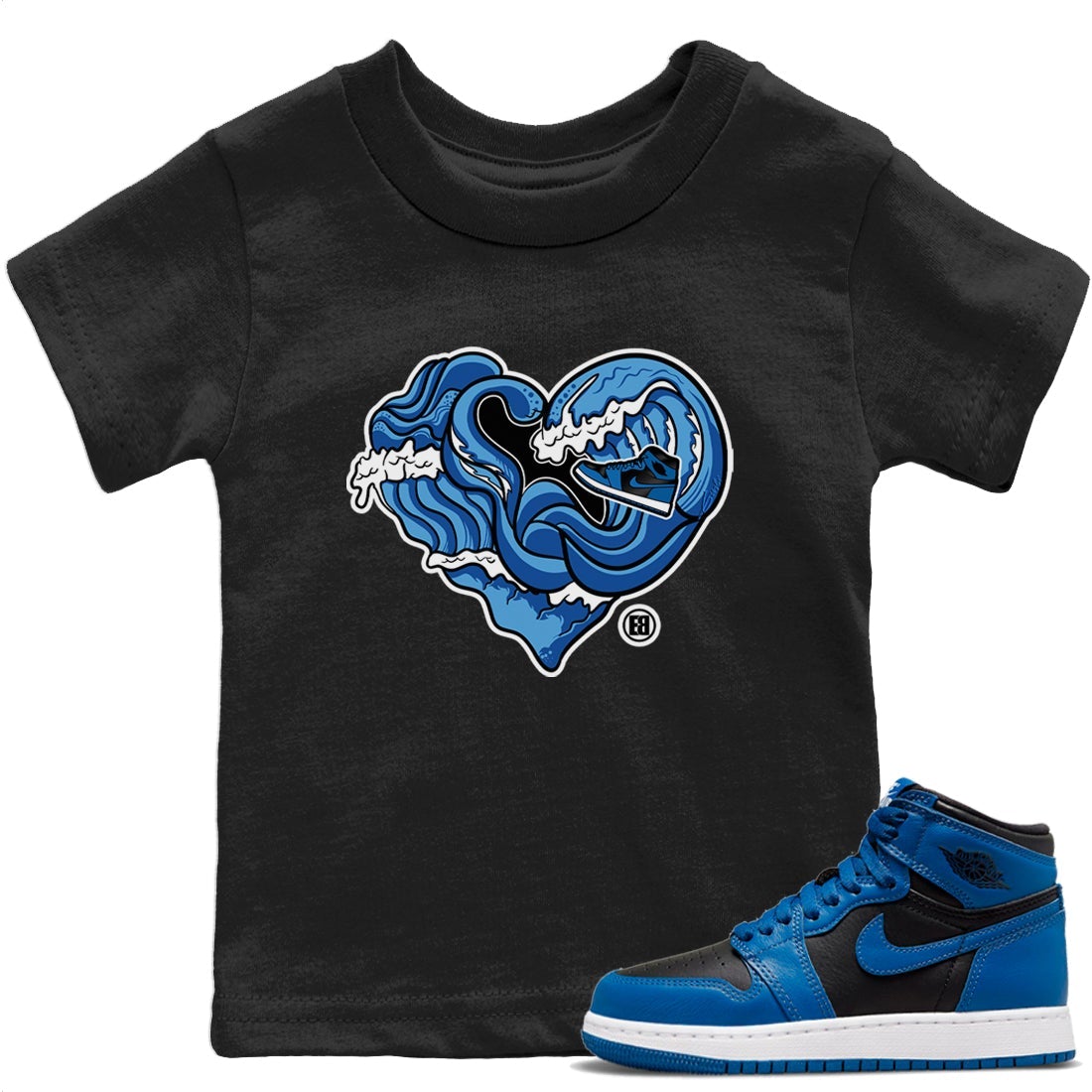 Jordan 1 Dark Marina Blue Sneaker Matching T-Shirt Ocean Love Sneaker Tees Jordan 1 Dark Marina Blue Sneaker Release Tees Kids Shirts