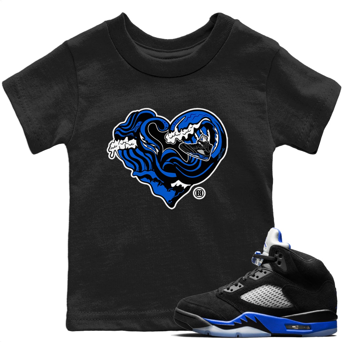 Jordan 5 Racer Blue Sneaker Matching T-Shirt Ocean Love Sneaker Tees Jordan 5 Racer Blue Sneaker Release Tees Kids Shirts