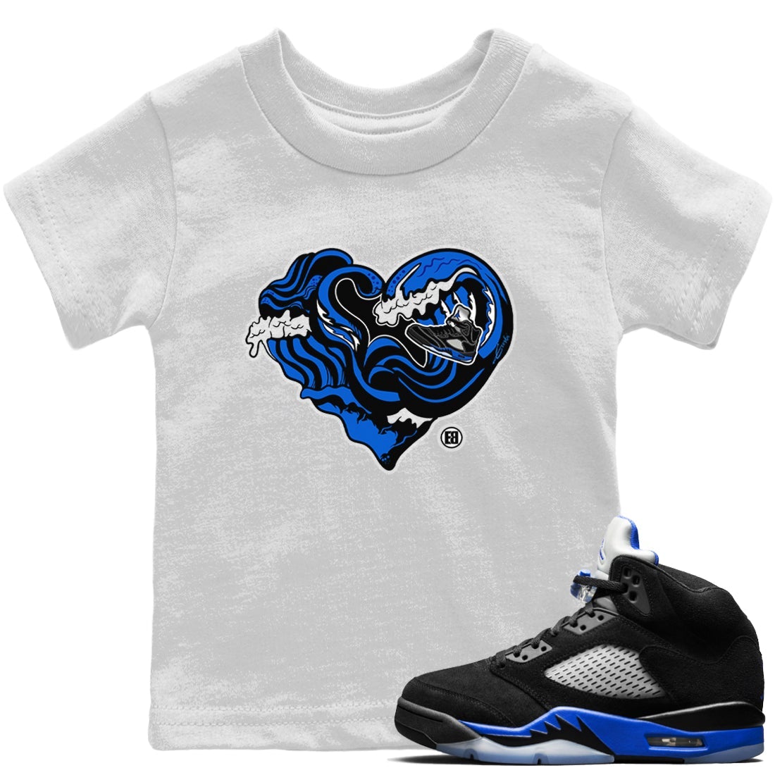 Jordan 5 Racer Blue Sneaker Matching T-Shirt Ocean Love Sneaker Tees Jordan 5 Racer Blue Sneaker Release Tees Kids Shirts