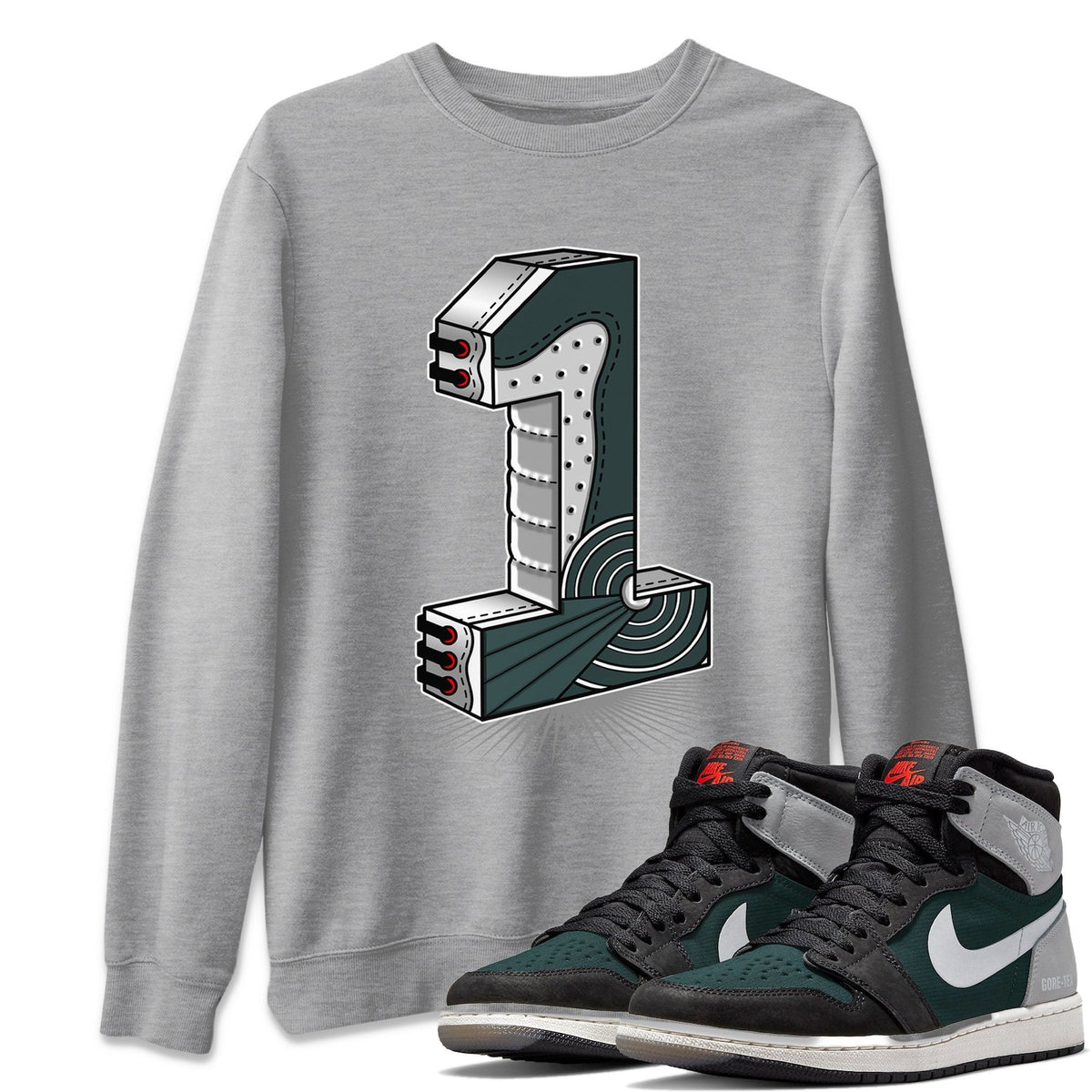 Jordan 1 Element Gore-Tex Black Grey Sneaker Matching T-Shirt One Statue Sneaker Tees Jordan 1 Element Gore-Tex Black Grey Sneaker Release Tees Crew Neck Tees