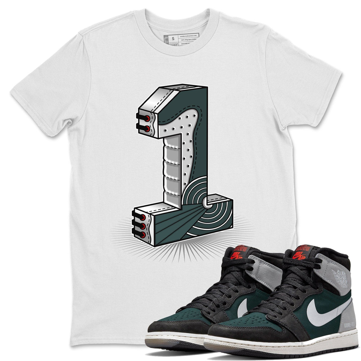 Jordan 1 Element Gore-Tex Black Grey Sneaker Matching T-Shirt One Statue Sneaker Tees Jordan 1 Element Gore-Tex Black Grey Sneaker Release Tees Crew Neck Tees