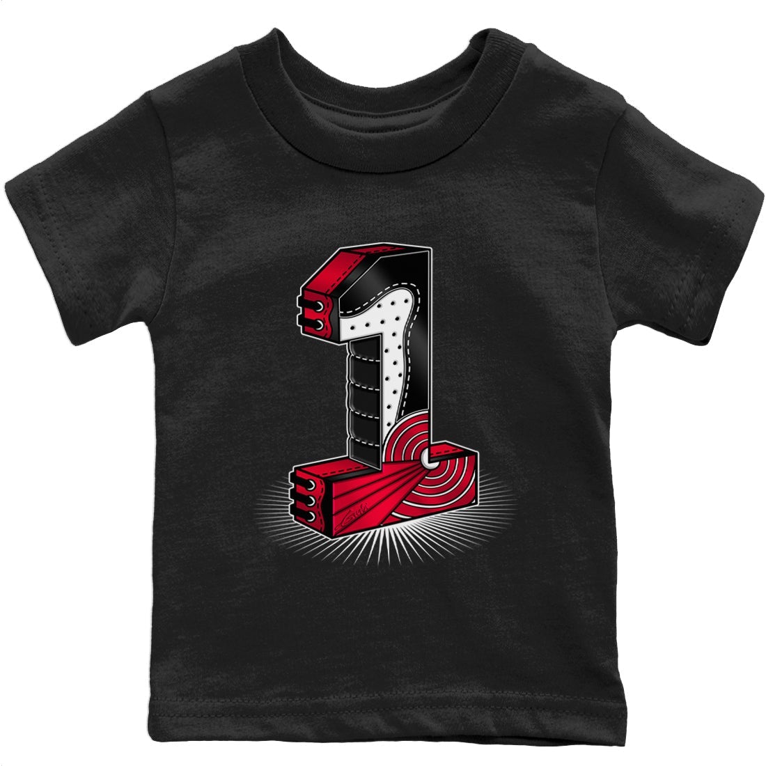 Jordan 1 Bred Patent Sneaker Matching T-Shirt One Statue Sneaker Tees Jordan 1 Bred Patent Sneaker Release Tees Kids Shirts