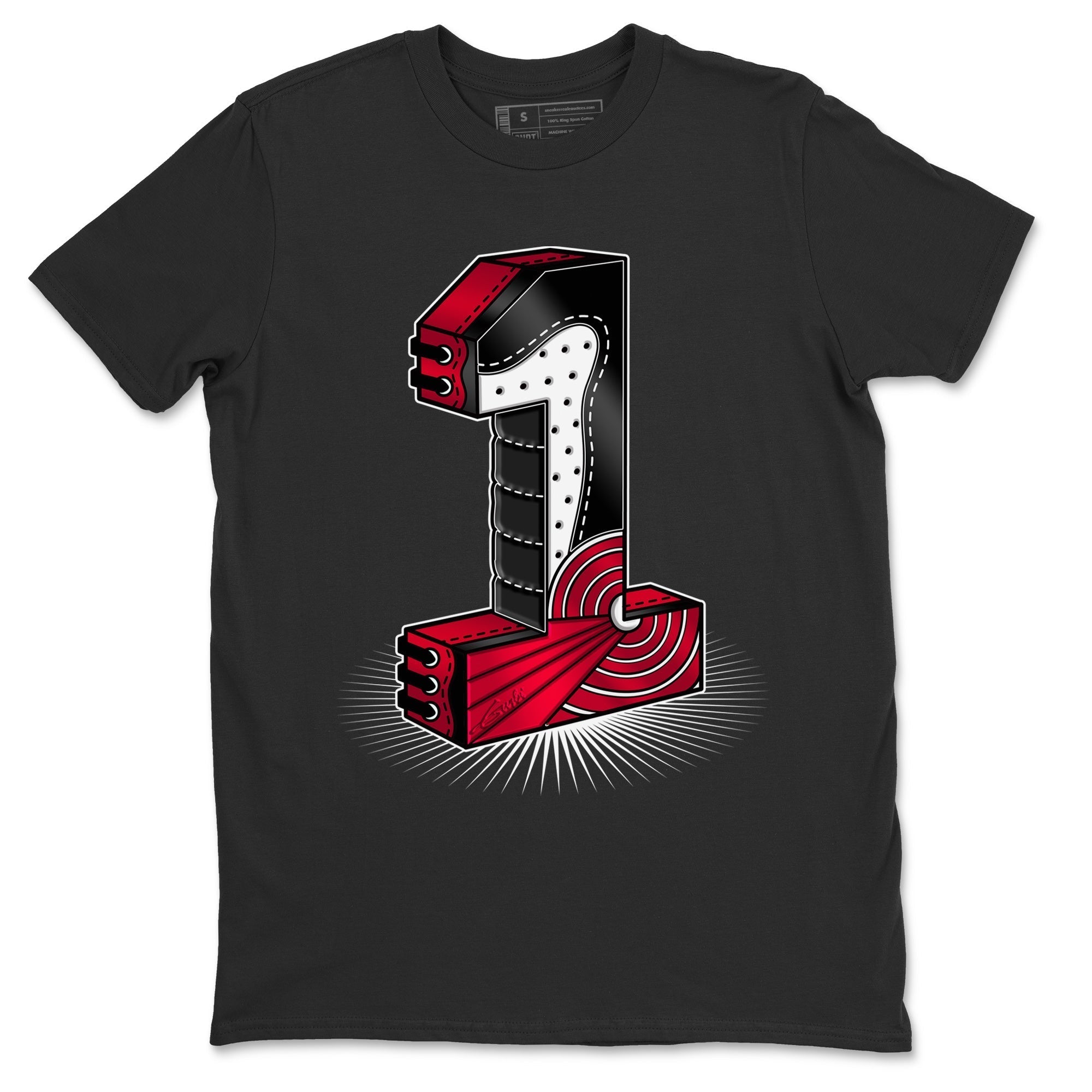 Jordan 1 Bred Patent Sneaker Matching T-Shirt One Statue Sneaker Tees Jordan 1 Bred Patent Sneaker Release Tees Crew Neck Tees