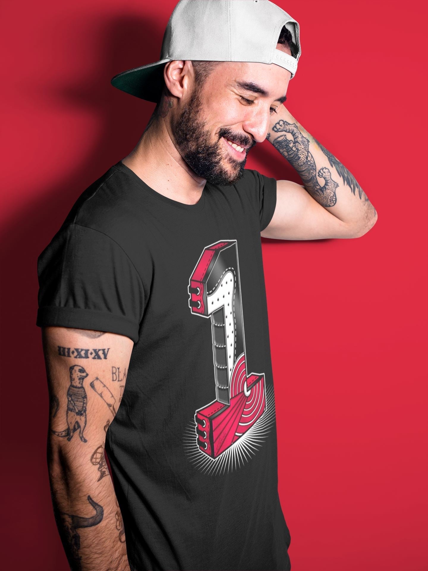 Jordan 1 Bred Patent Sneaker Matching T-Shirt One Statue Sneaker Tees Jordan 1 Bred Patent Sneaker Release Tees Crew Neck Tees