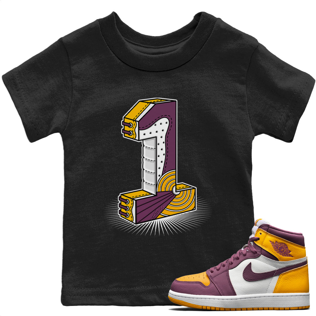 Jordan 1 Brotherhood Sneaker Matching T-Shirt One Statue Sneaker Tees Jordan 1 Brotherhood Sneaker Release Tees Kids Shirts
