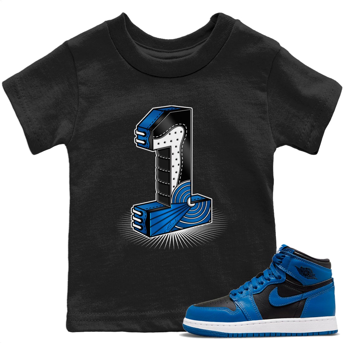 Jordan 1 Dark Marina Blue Sneaker Matching T-Shirt One Statue Sneaker Tees Jordan 1 Dark Marina Blue Sneaker Release Tees Kids Shirts