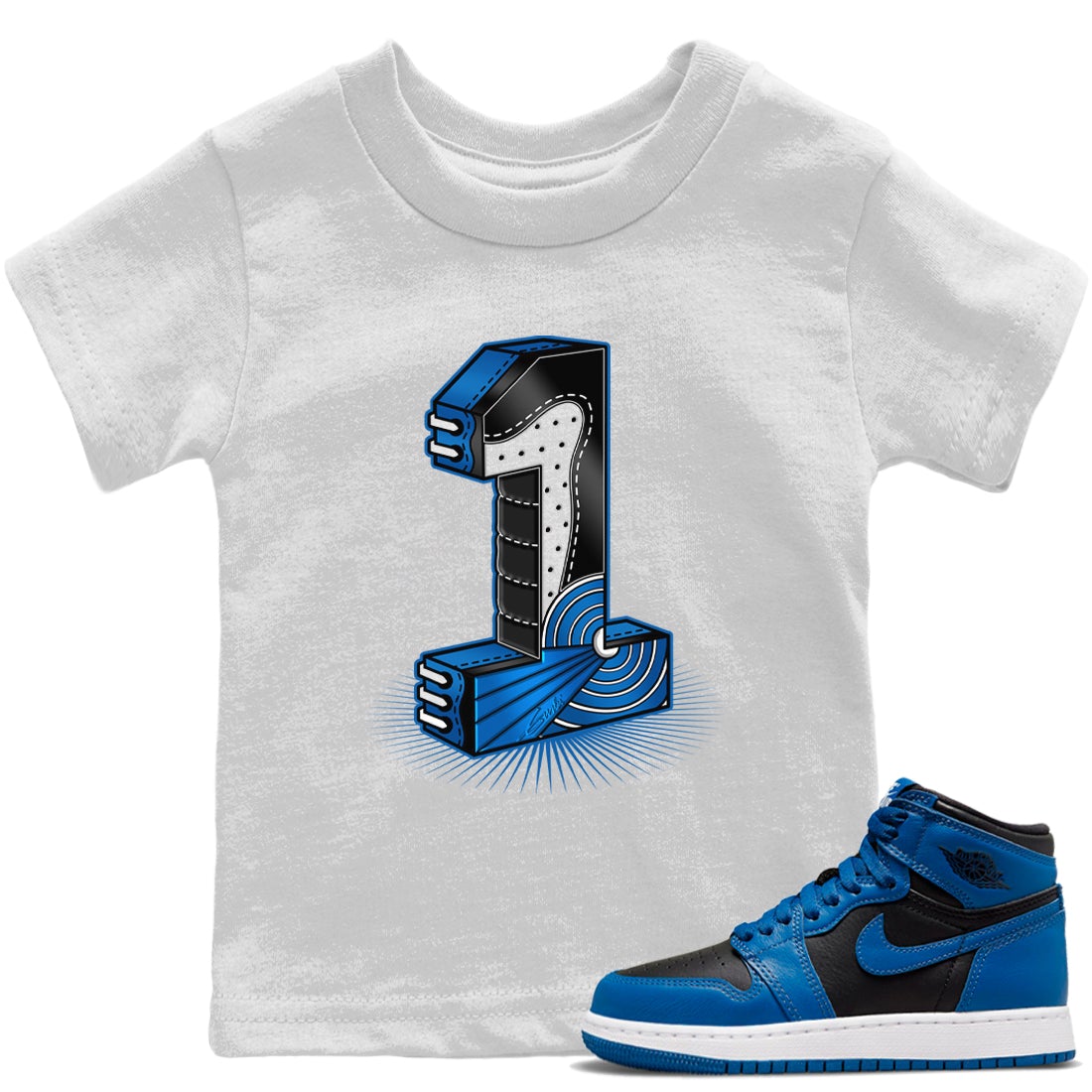 One Statue Kids Tops - Air Jordan 1 Dark Marina Blue