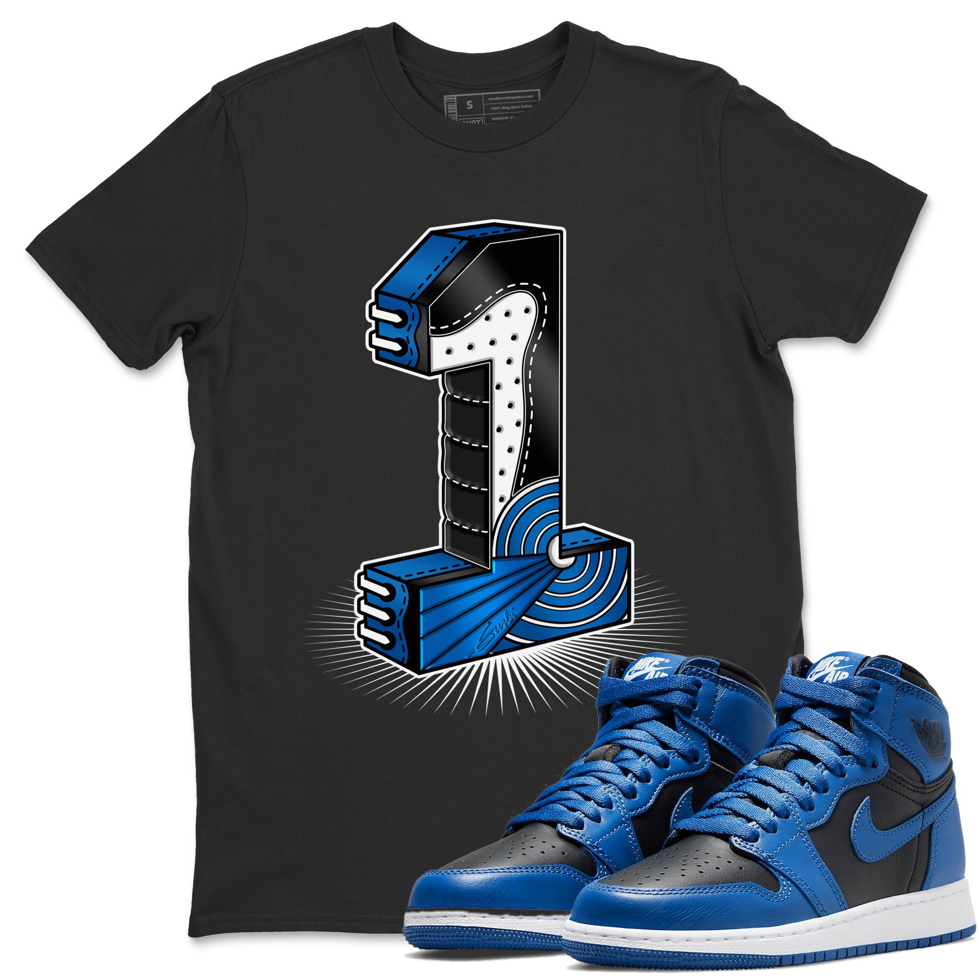 Jordan 1 Dark Marina Blue Sneaker Matching T-Shirt One Statue Sneaker Tees Jordan 1 Dark Marina Blue Sneaker Release Tees Crew Neck Tees