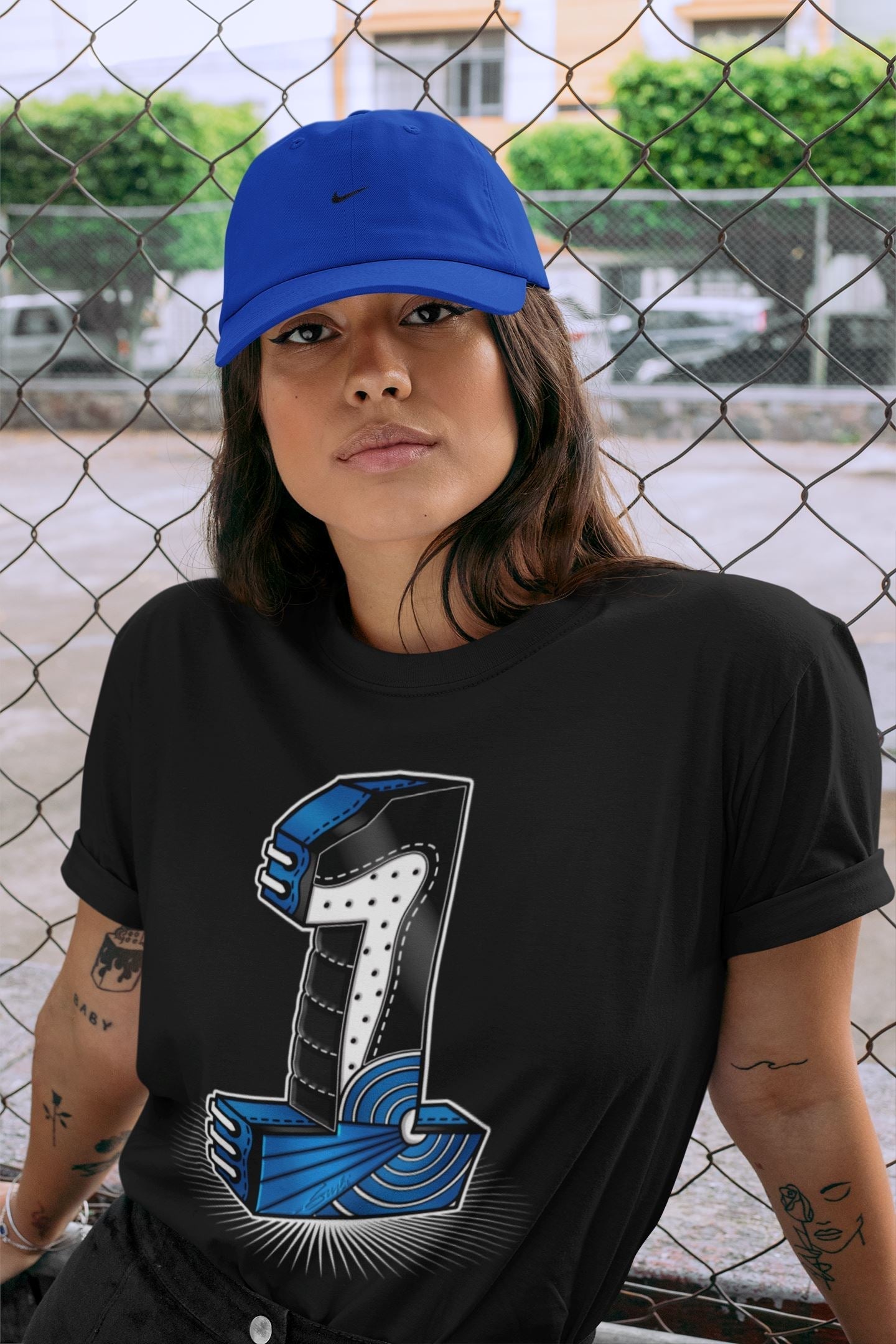 Jordan 1 Dark Marina Blue Sneaker Matching T-Shirt One Statue Sneaker Tees Jordan 1 Dark Marina Blue Sneaker Release Tees Crew Neck Tees