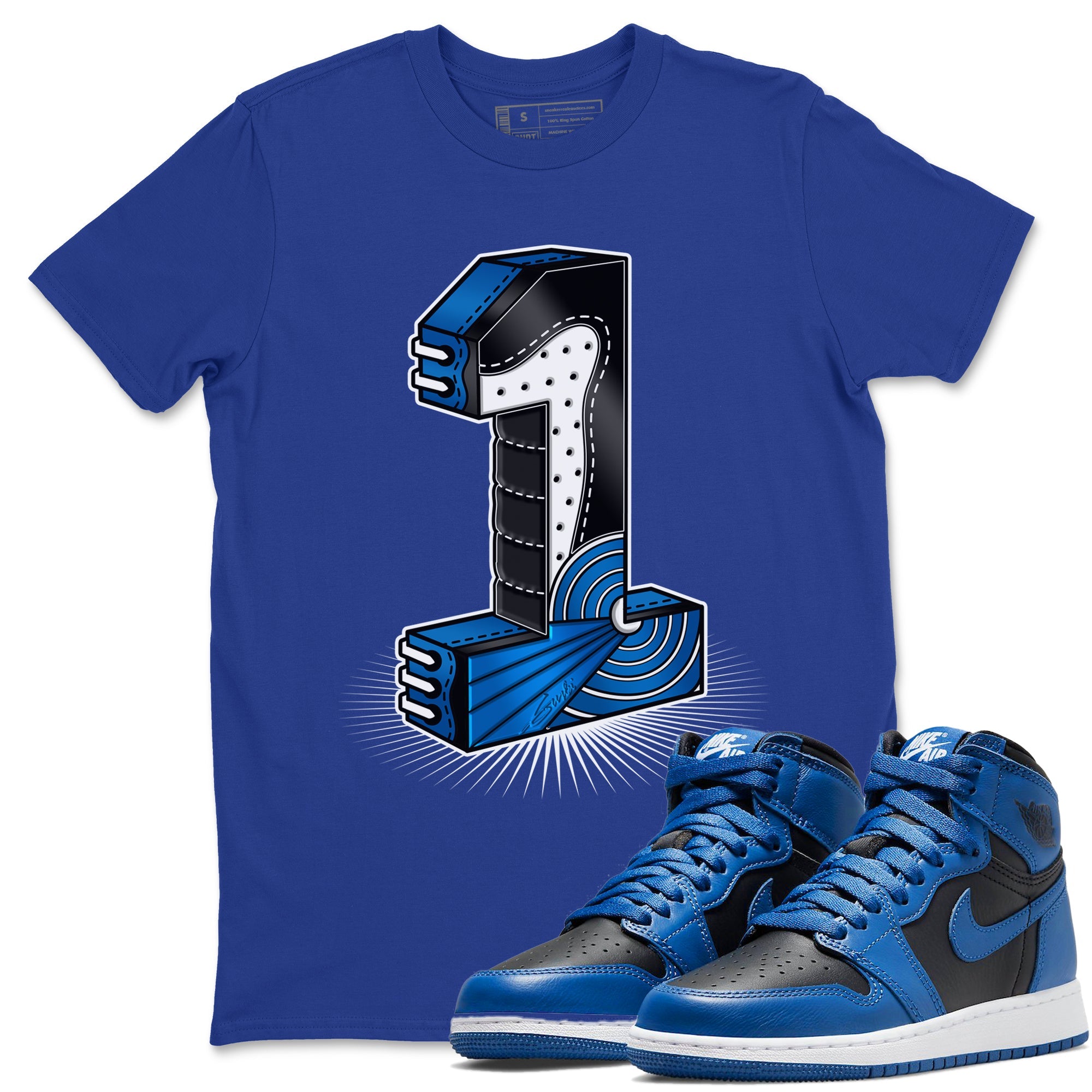 Jordan 1 Dark Marina Blue Sneaker Matching T-Shirt One Statue Sneaker Tees Jordan 1 Dark Marina Blue Sneaker Release Tees Crew Neck Tees