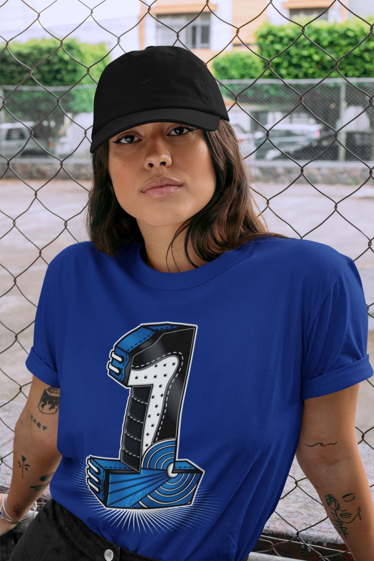 Jordan 1 Dark Marina Blue Sneaker Matching T-Shirt One Statue Sneaker Tees Jordan 1 Dark Marina Blue Sneaker Release Tees Crew Neck Tees
