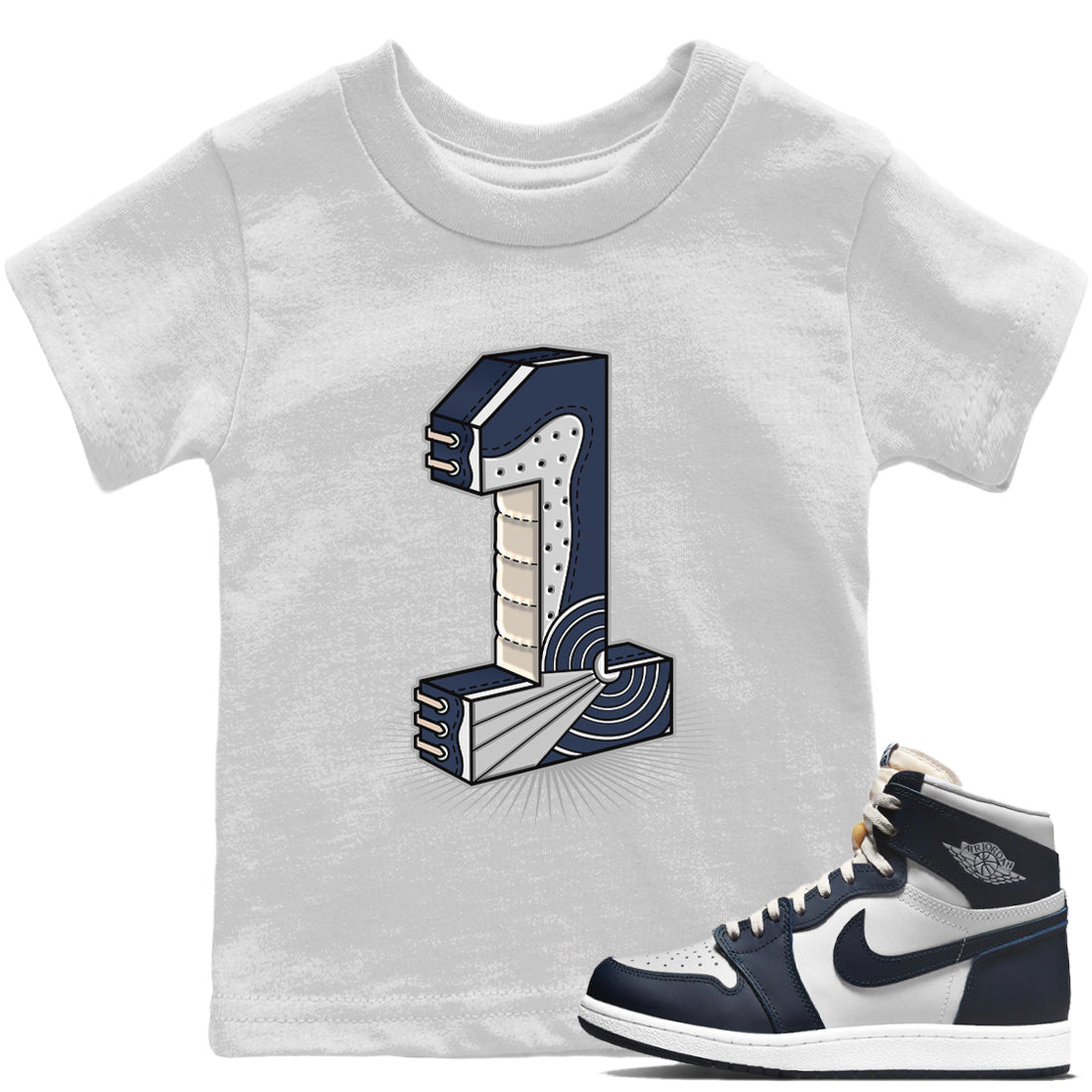 Jordan 1 85 Georgetown Sneaker Match Tees One Statue Sneaker Tees Jordan 1 85 Georgetown Jordan to match sneaker T-Shirt Kids Shirts