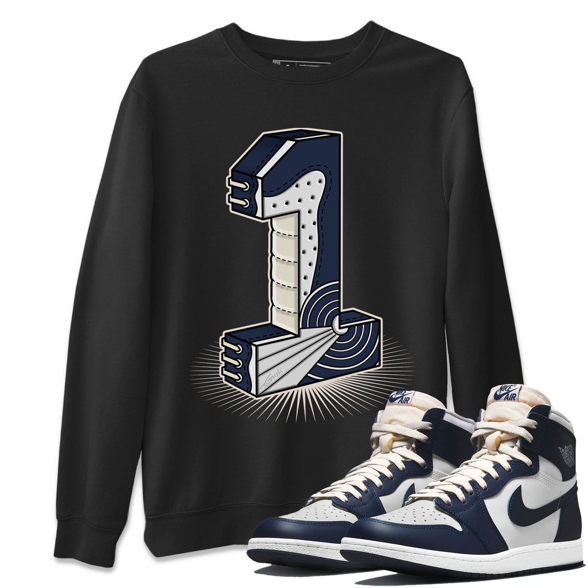 Jordan 1 85 Georgetown Sneaker Match Tees One Statue Sneaker Tees Jordan 1 85 Georgetown Jordan to match sneaker T-Shirt Crew Neck Shirts