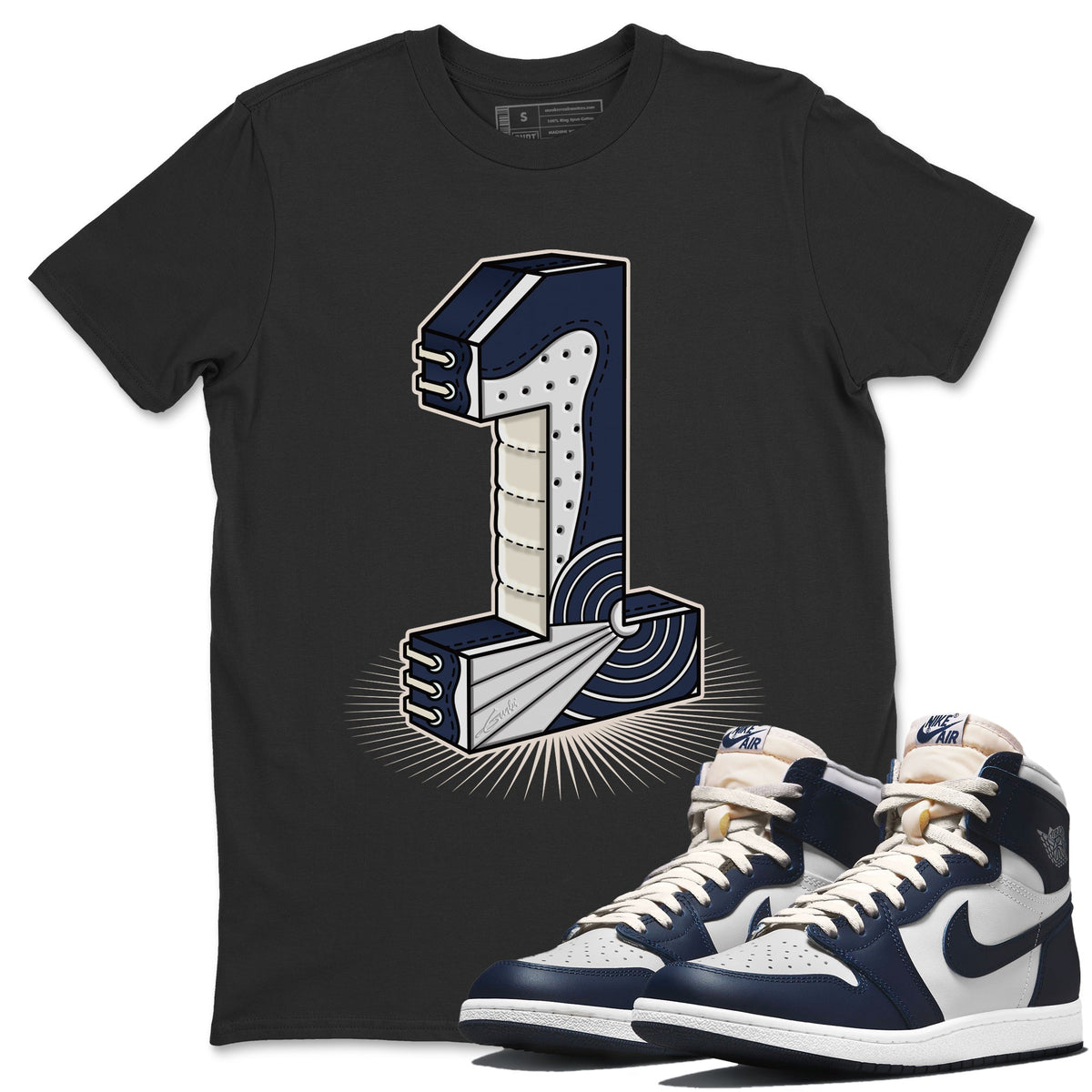 Jordan 1 85 Georgetown Sneaker Match Tees One Statue Sneaker Tees Jordan 1 85 Georgetown Jordan to match sneaker T-Shirt Crew Neck Shirts