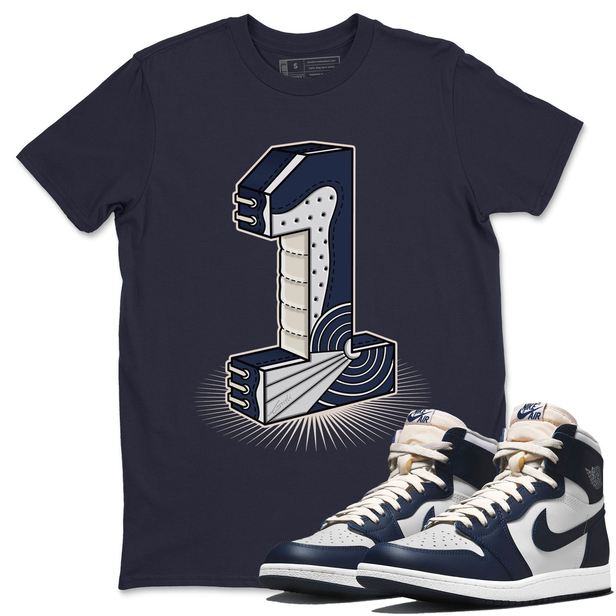Jordan 1 85 Georgetown Sneaker Match Tees One Statue Sneaker Tees Jordan 1 85 Georgetown Jordan to match sneaker T-Shirt Crew Neck Shirts