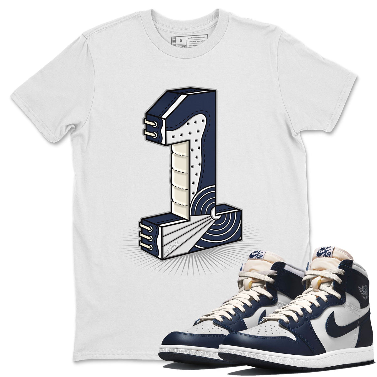 Jordan 1 85 Georgetown Sneaker Match Tees One Statue Sneaker Tees Jordan 1 85 Georgetown Jordan to match sneaker T-Shirt Crew Neck Shirts