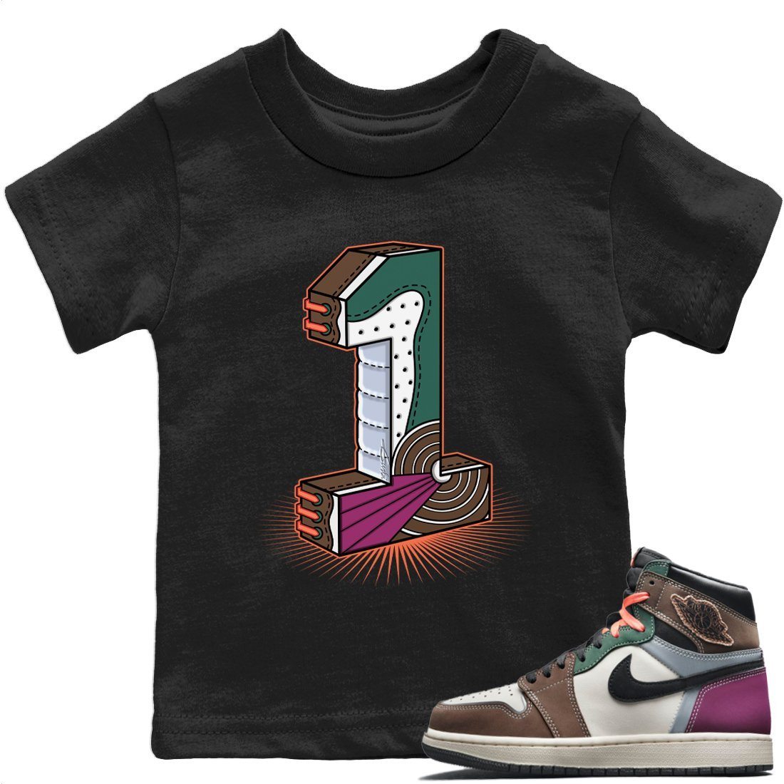 Jordan 1 Hand Crafted Sneaker Matching T-Shirt One Statue Sneaker Tees Jordan 1 Hand Crafted Sneaker Release Tees Kids Shirts