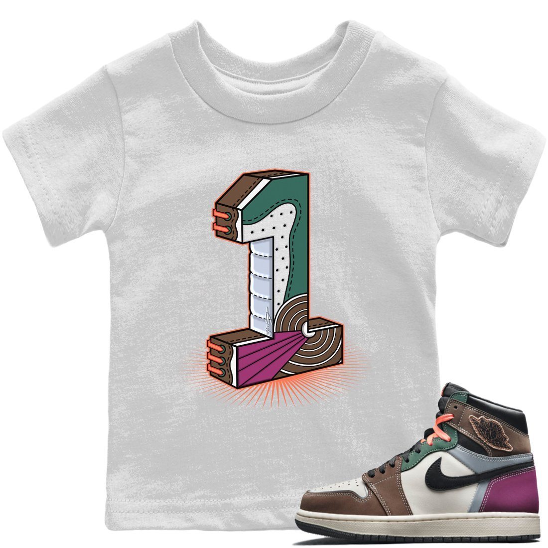 Jordan 1 Hand Crafted Sneaker Matching T-Shirt One Statue Sneaker Tees Jordan 1 Hand Crafted Sneaker Release Tees Kids Shirts