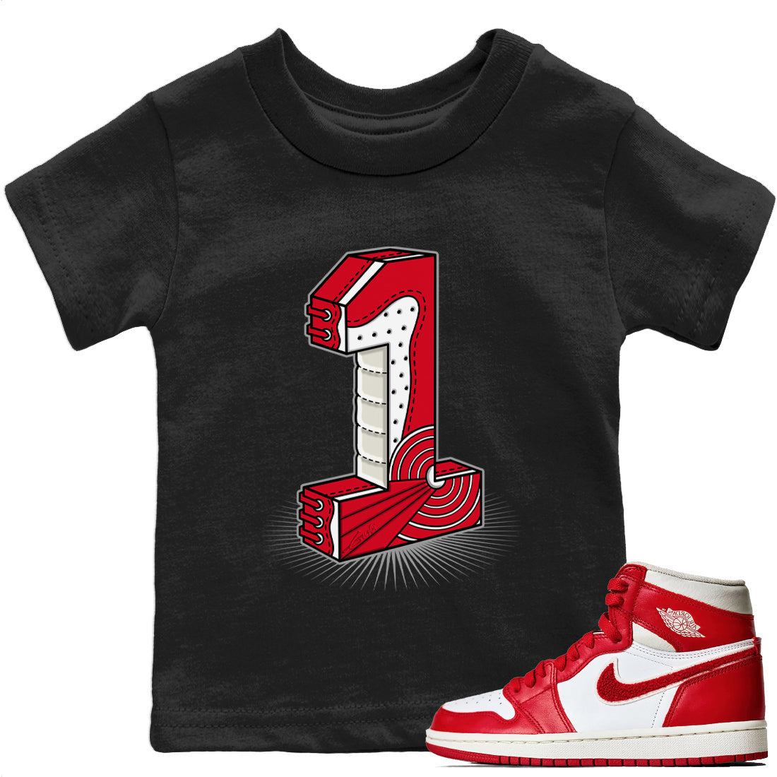 Jordan 1 Newstalgia Sneaker Matching T-Shirt One Statue Sneaker Tees Jordan 1 Newstalgia Sneaker Release Tees Kids Shirts