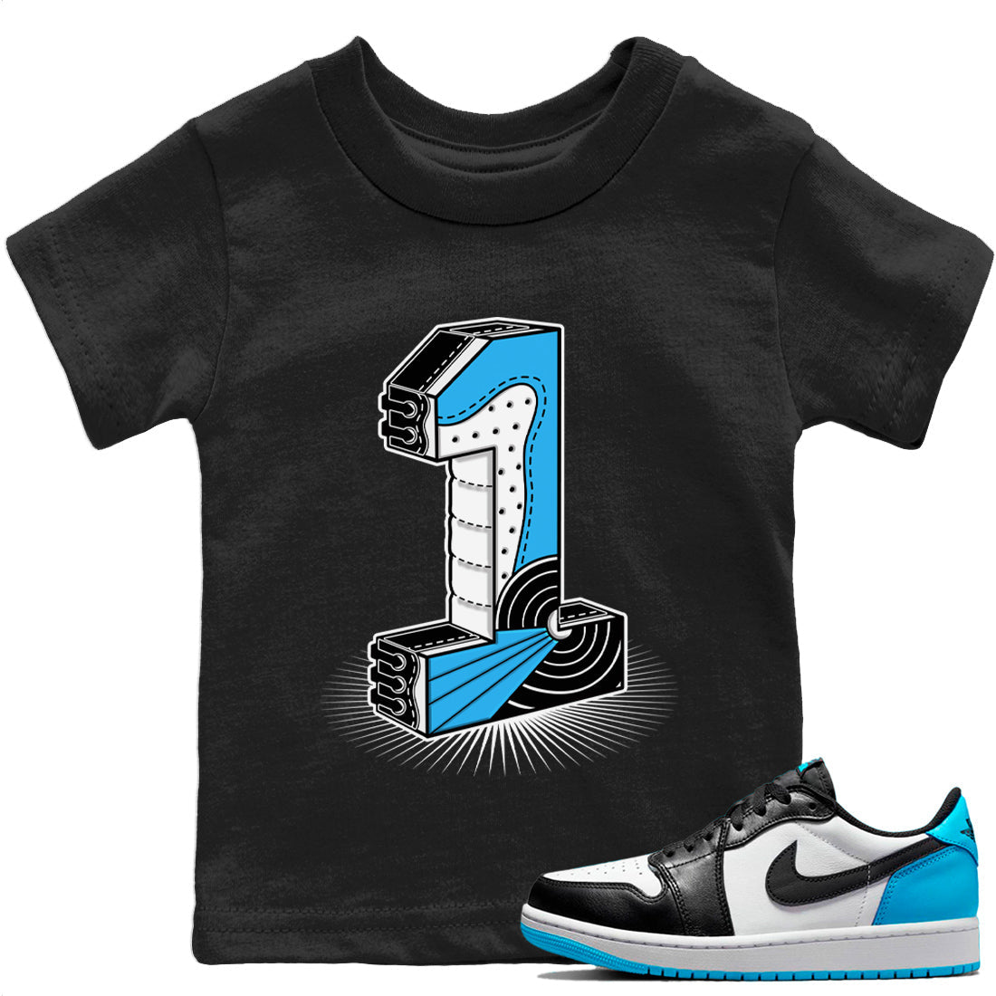 Jordan 1 Powder Blue Sneaker Matching T-Shirt One Statue Sneaker Tees Jordan 1 Powder Blue Sneaker Release Tees Kids Shirts