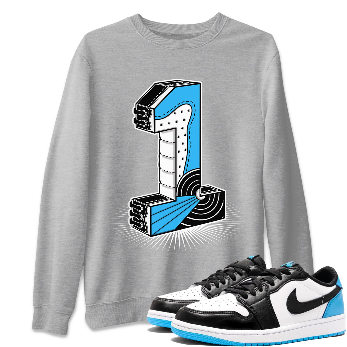 Jordan 1 Powder Blue Sneaker Matching T-Shirt One Statue Sneaker Tees Jordan 1 Powder Blue Sneaker Release Tees Crew Neck Tees