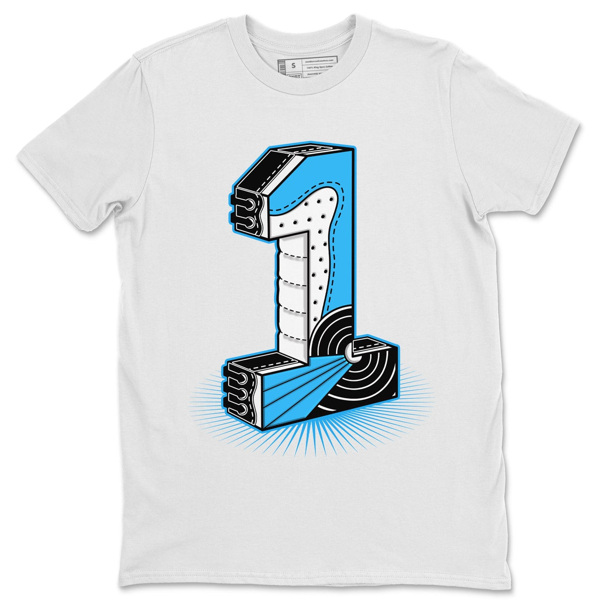 Jordan 1 Powder Blue Sneaker Matching T-Shirt One Statue Sneaker Tees Jordan 1 Powder Blue Sneaker Release Tees Crew Neck Tees