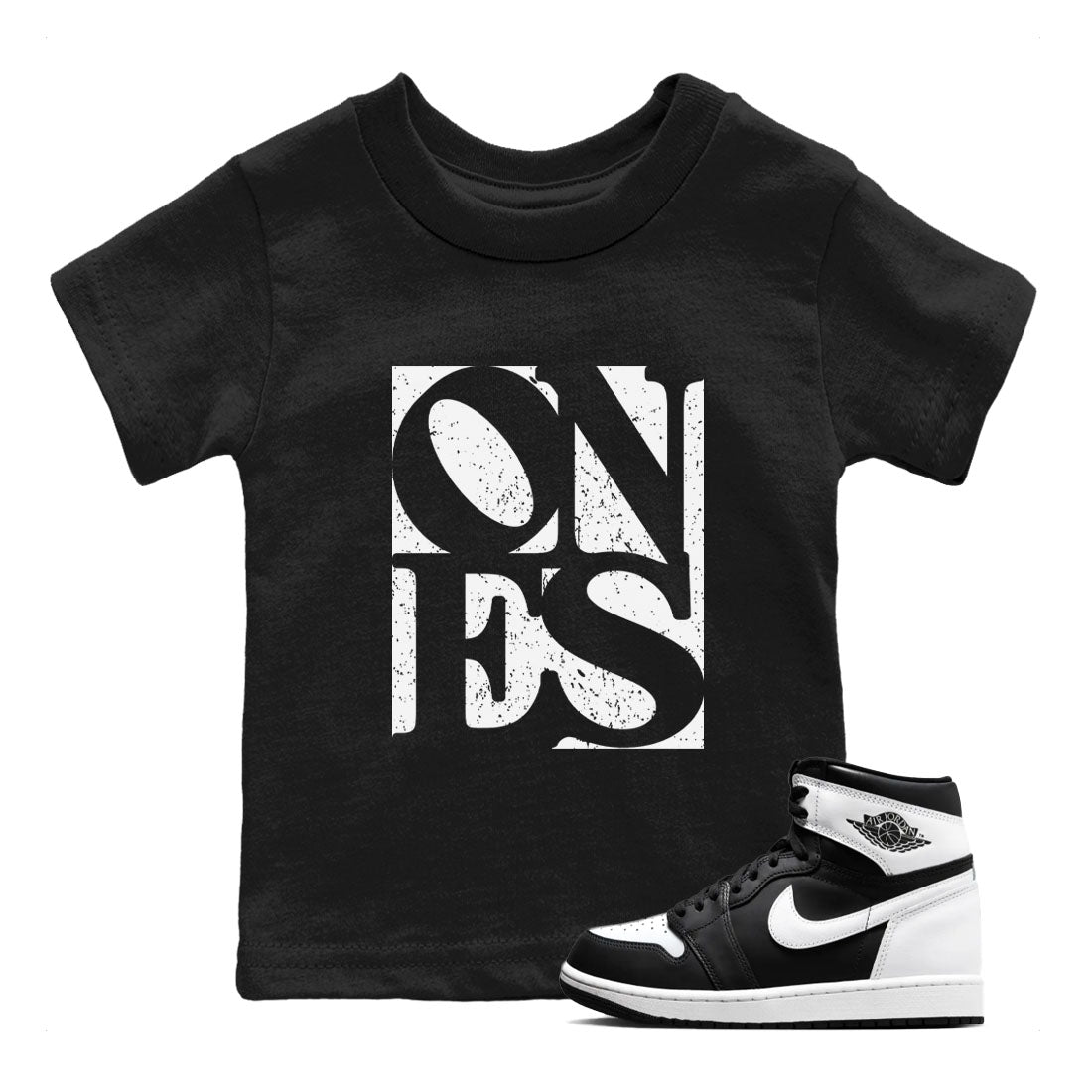 Air Jordan 1 High OG Black White shirt to match jordans streetwear brand Ones sneaker tees 1s Black White Drip Gear Zone baby toddler Black 1 cotton Shirt