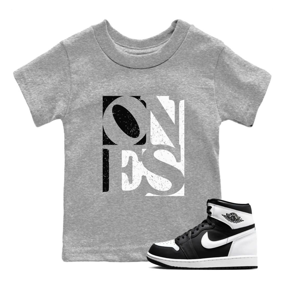 Air Jordan 1 High OG Black White shirt to match jordans streetwear brand Ones sneaker tees 1s Black White Drip Gear Zone baby toddler Heather Grey 1 cotton Shirt