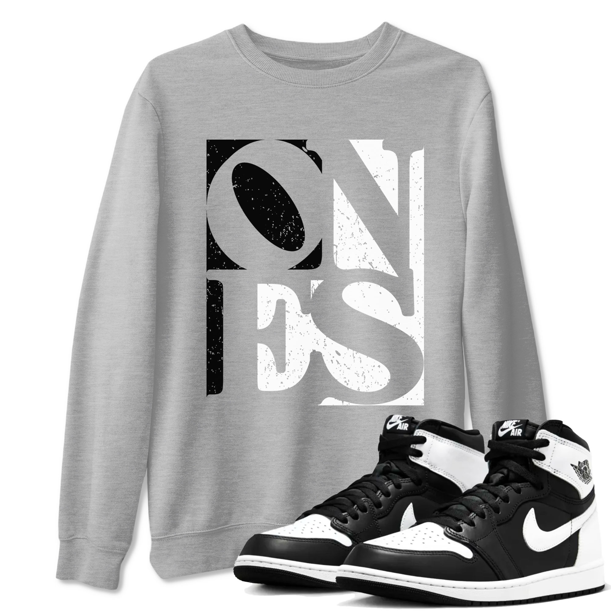 Air Jordan 1 High OG Black White shirt to match jordans streetwear brand Ones sneaker tees 1s Black White Drip Gear Zone unisex cotton Heather Grey 1 crew neck shirt