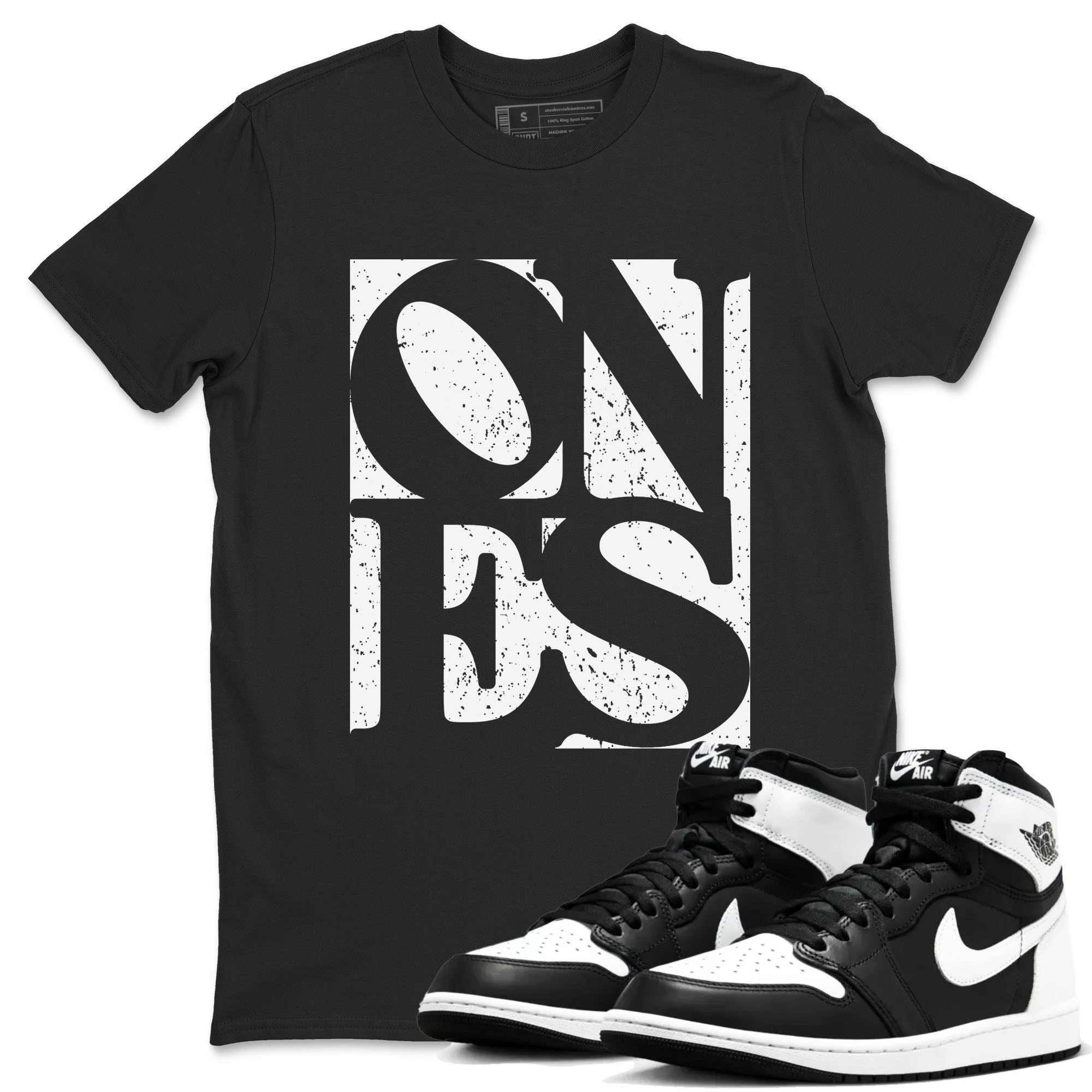 Air Jordan 1 High OG Black White shirt to match jordans streetwear brand Ones sneaker tees 1s Black White Drip Gear Zone unisex cotton Black 1 crew neck shirt