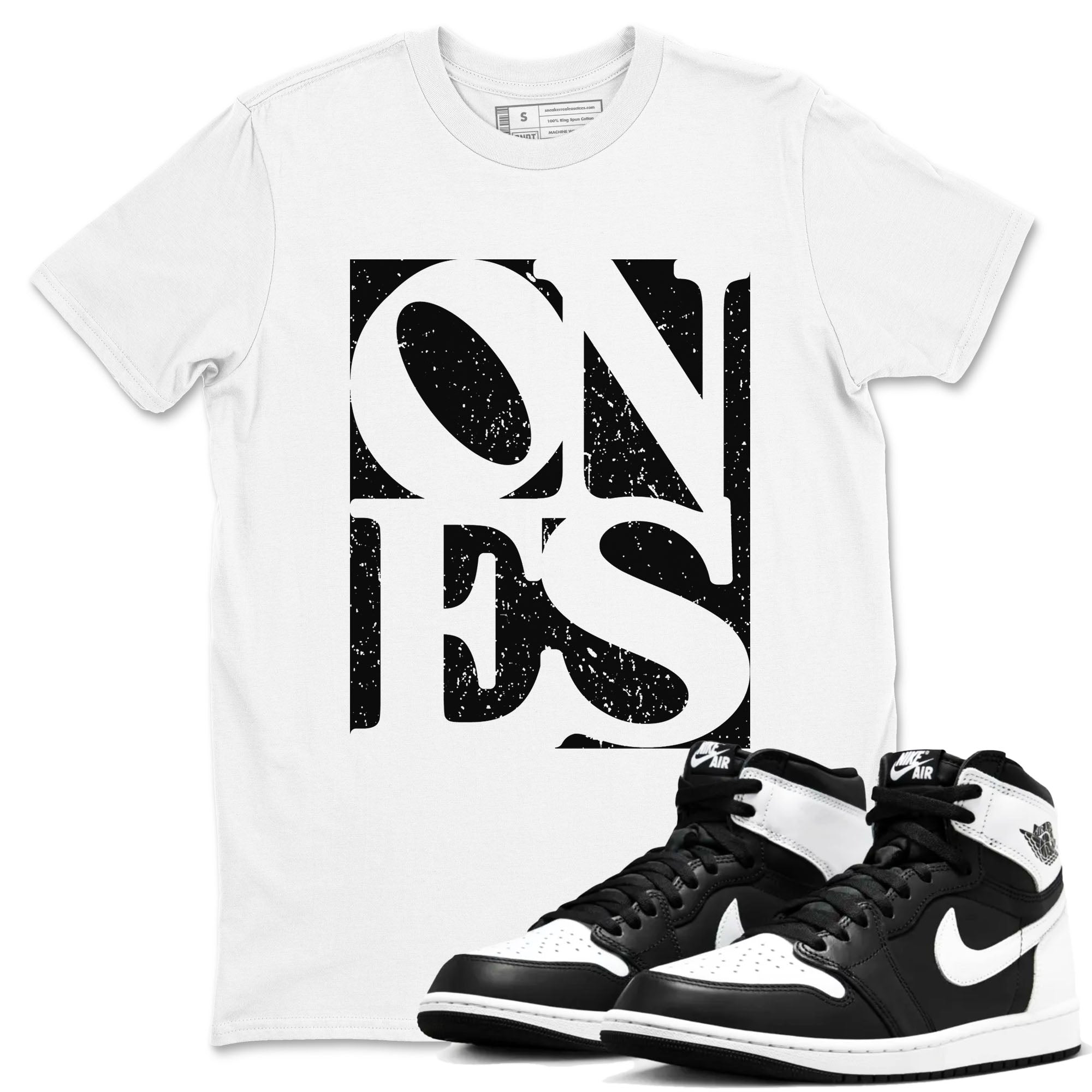 Air Jordan 1 High OG Black White shirt to match jordans streetwear brand Ones sneaker tees 1s Black White Drip Gear Zone unisex cotton White 1 crew neck shirt