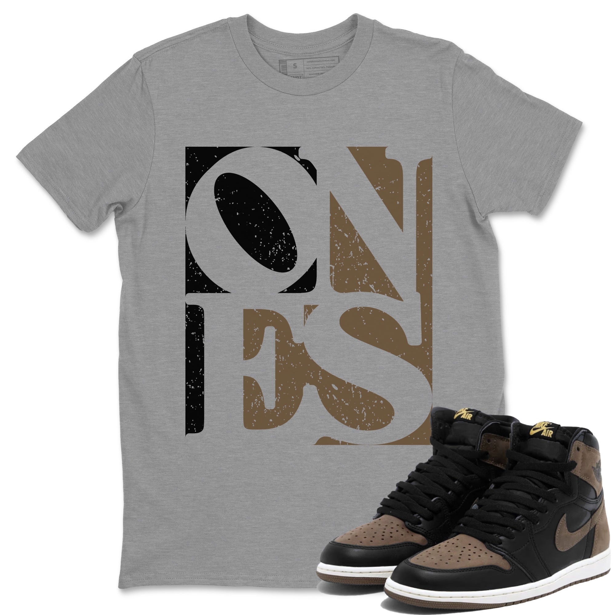Air Jordan 1 High OG Palomino shirt to match jordans Ones Streetwear Sneaker Shirt Air Jordan 1 Palomino Drip Gear Zone Sneaker Matching Clothing Unisex Heather Grey 1 T-Shirt