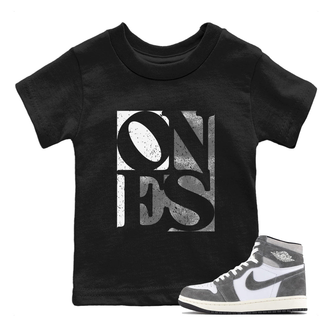 Air Jordan 1 Washed Heritage Sneaker Match Tees Ones Streetwear Sneaker Shirt Air Jordan 1 High OG Washed Heritage Clothes Kids Shirts Black 1