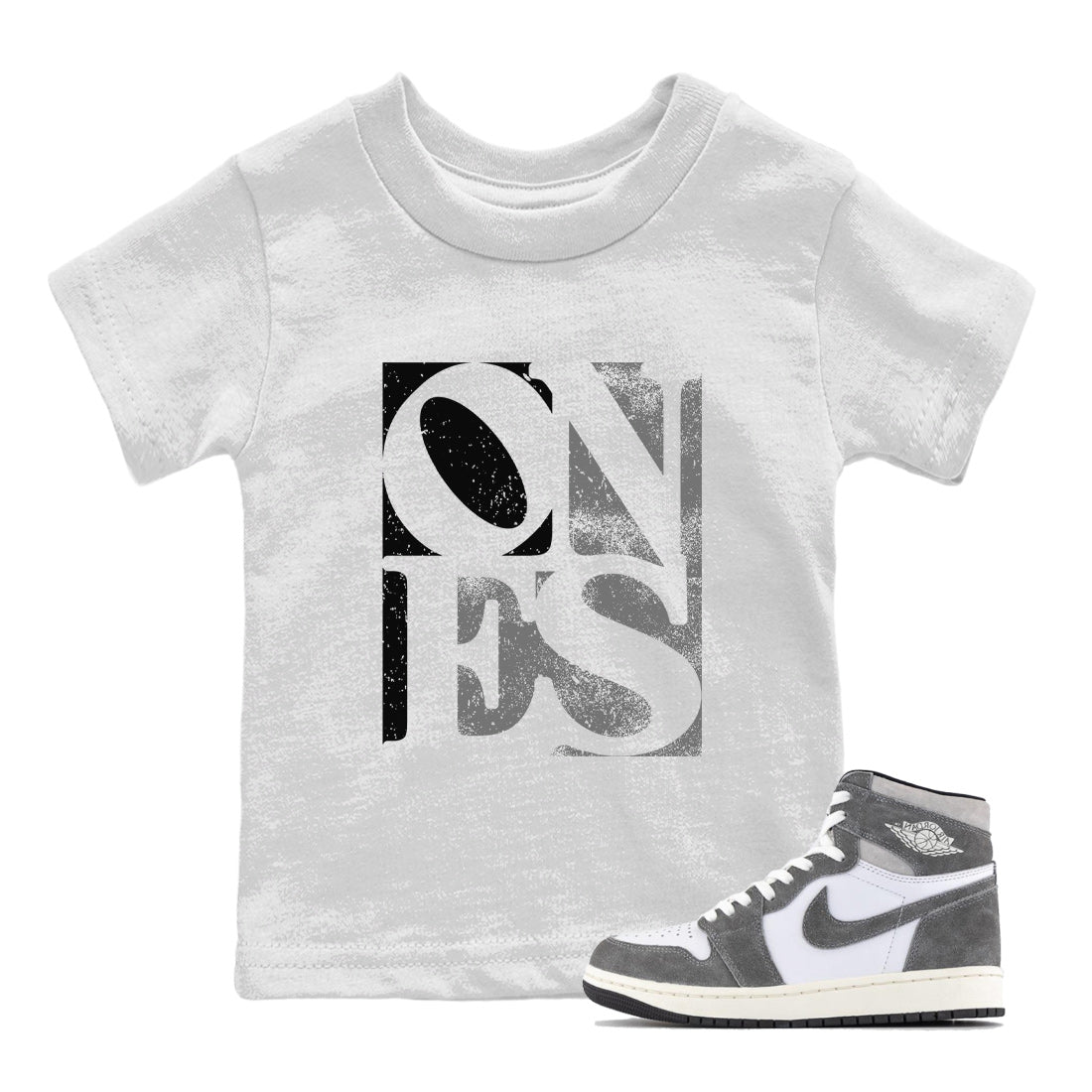 Air Jordan 1 Washed Heritage Sneaker Match Tees Ones Streetwear Sneaker Shirt Air Jordan 1 High OG Washed Heritage Clothes Kids Shirts White 1