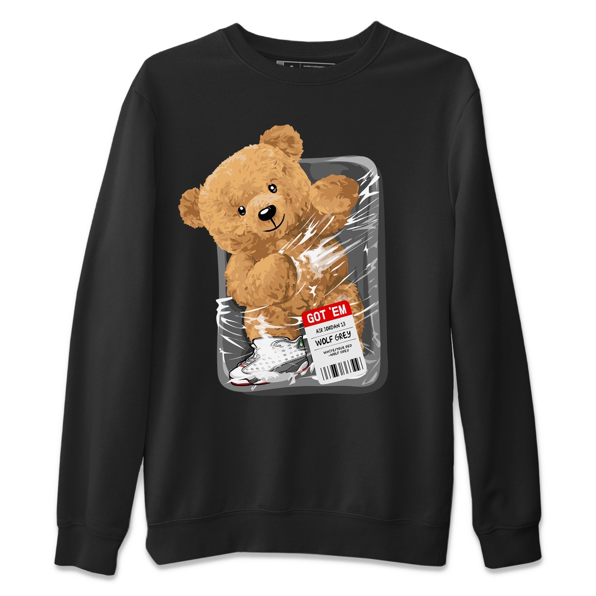 Air Jordan 13 Wolf Grey Sneaker Match Tees Packaged Bear Streetwear Sneaker Shirt Jordan 13 Wolf Grey Sneaker Release Tees Sneaker Matching  Unisex Shirts Black 2