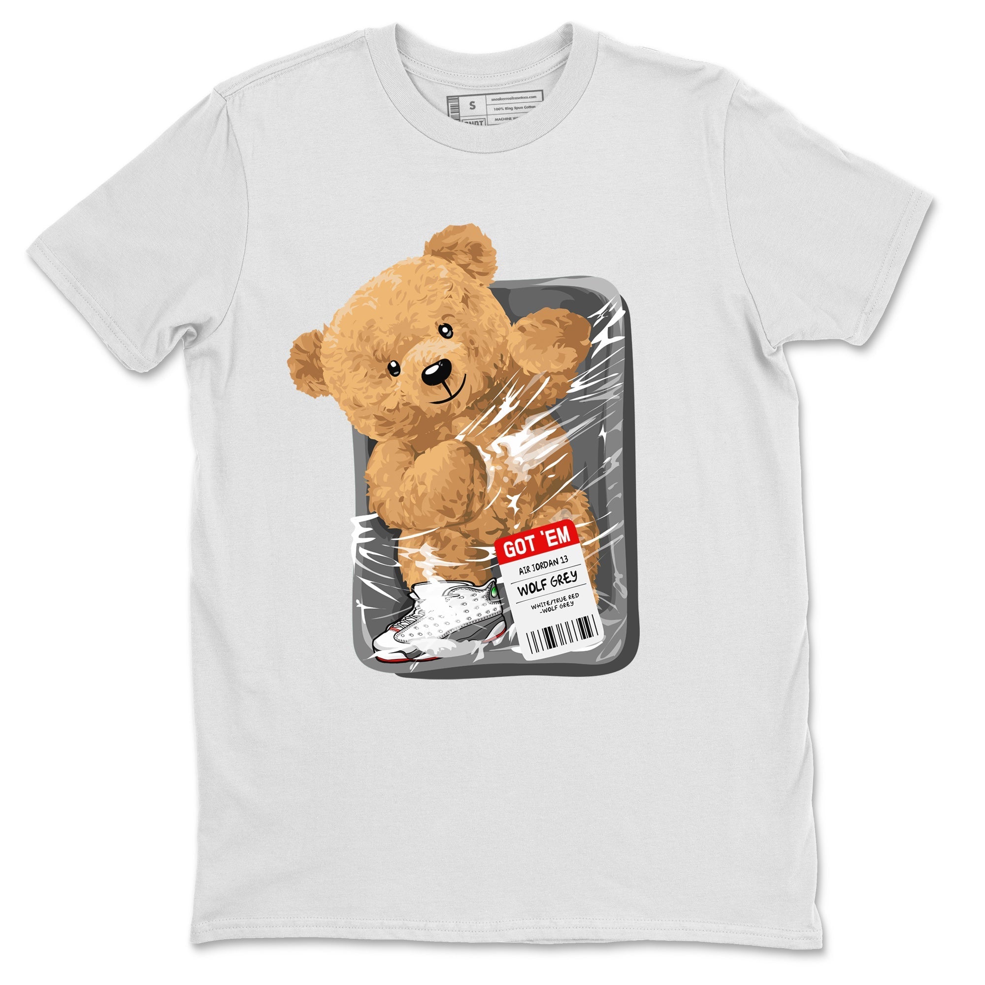 Air Jordan 13 Wolf Grey Sneaker Match Tees Packaged Bear Streetwear Sneaker Shirt Jordan 13 Wolf Grey Sneaker Release Tees Sneaker Matching  Unisex Shirts White 2