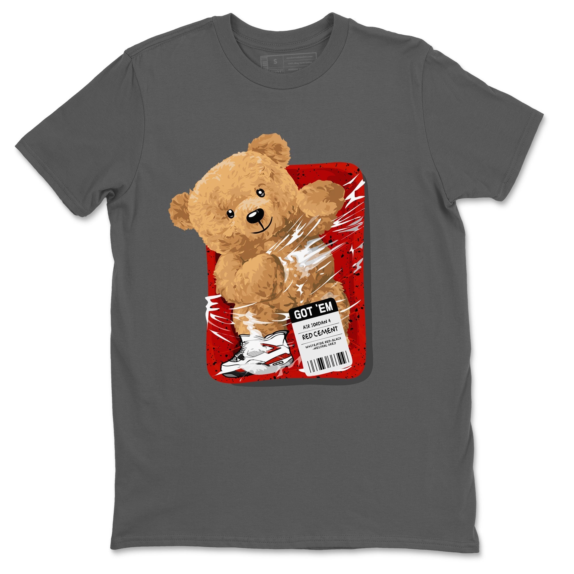 Jordan 4 Red Cement Tees Outfits Packaged Bear Streetwear Sneaker Shirt Air Jordan 4 Red Cement Sneaker Release Tees Unisex Shirts Cool Grey 2