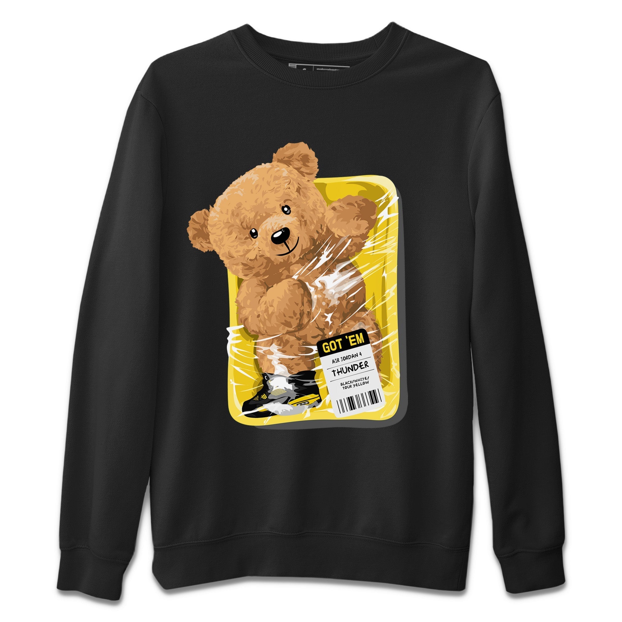 Air Jordan 4 Thunder Sneaker Match Tees Packaged Bear Streetwear Sneaker Shirt Air Jordan 4 Retro Thunder Sneaker Release Tees Unisex Shirts Black 2