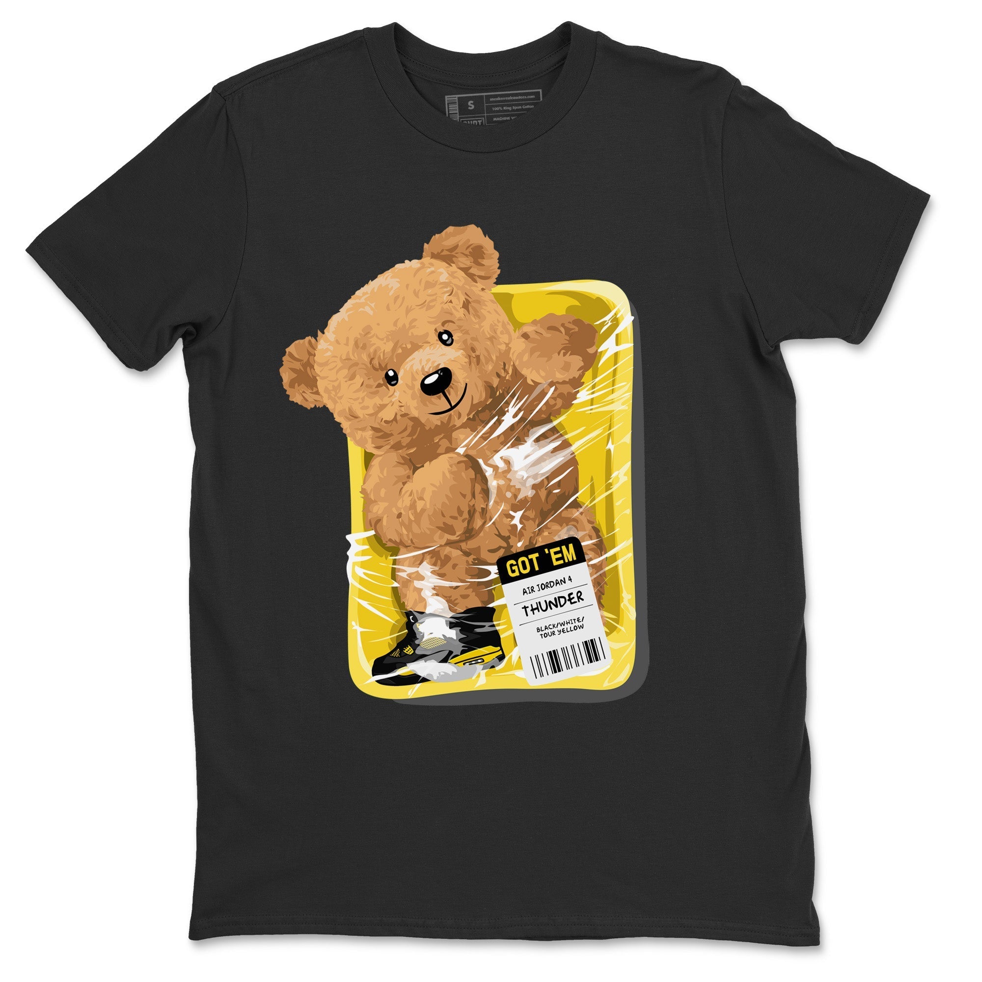 Air Jordan 4 Thunder Sneaker Match Tees Packaged Bear Streetwear Sneaker Shirt Air Jordan 4 Retro Thunder Sneaker Release Tees Unisex Shirts Black 2