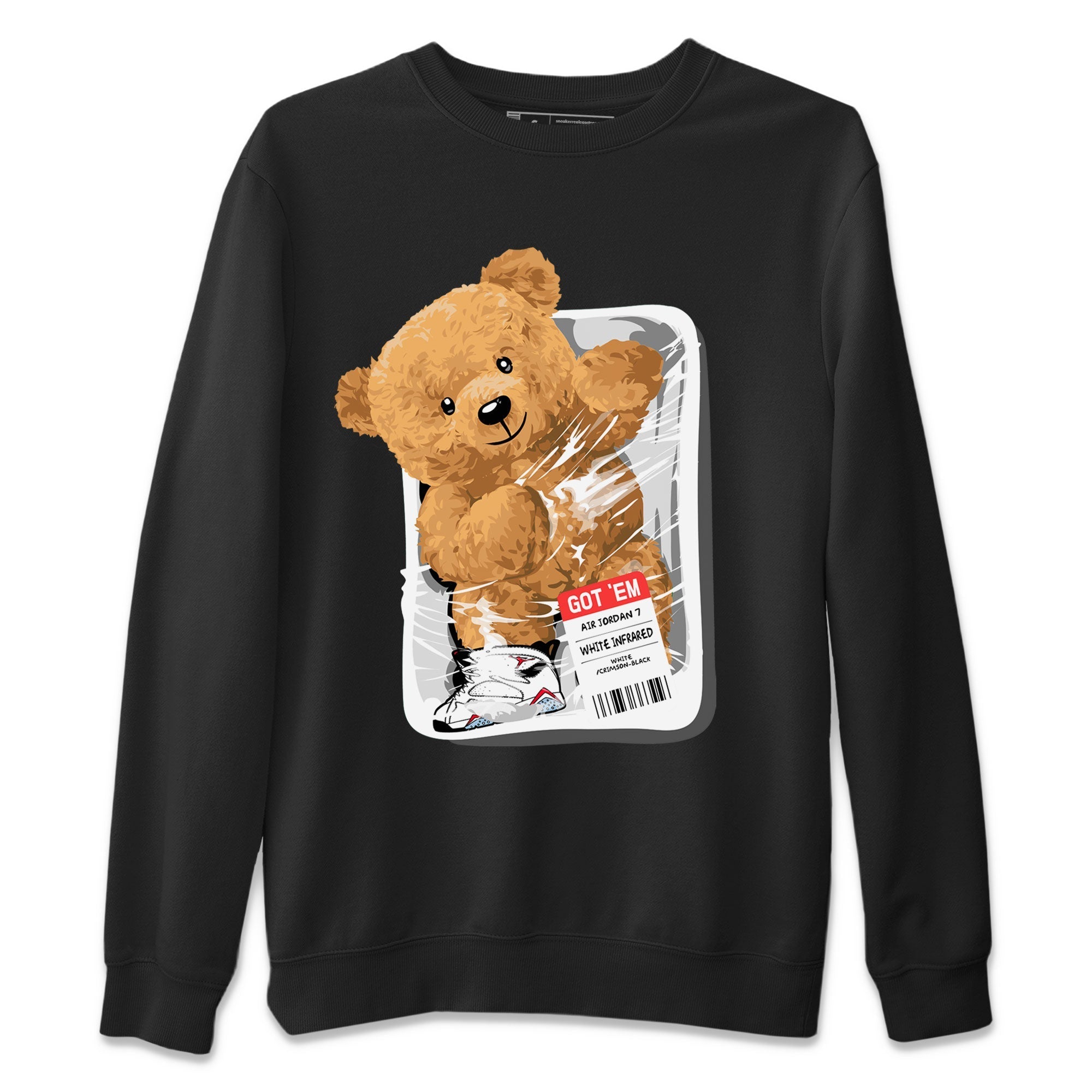 Air Jordan 7 White Infrared Sneaker Match Tees Packaged Bear Streetwear Sneaker Shirt AJ7 White Infrared Drip Gear Zone Sneaker Matching Clothing Short Sleeve T-Shirt Black 2